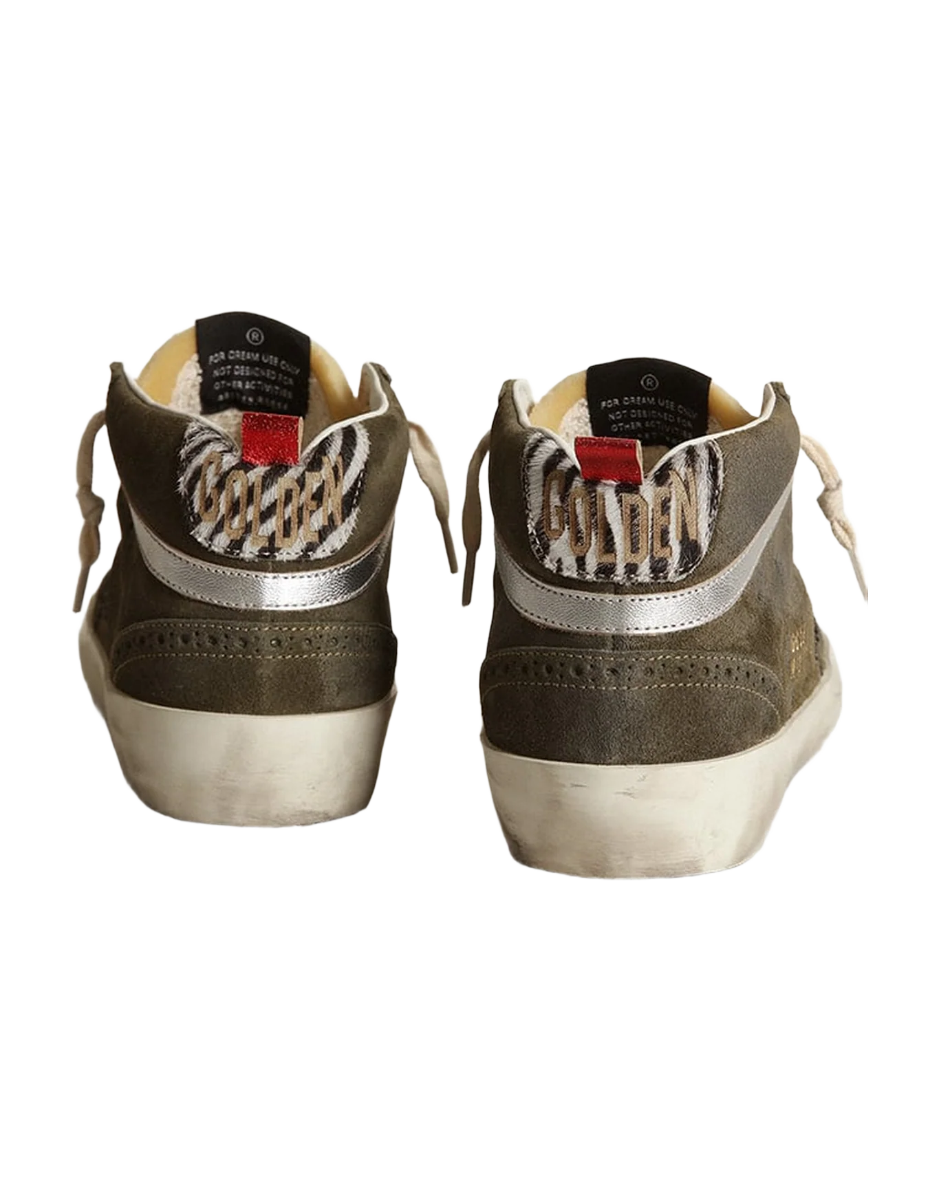 Women | Mid-Star Olive-Green Suede with Black Glitter Star & Pony Skin Heel Tab | Olive Green x Yellow x Black x Zebra x Silver - Image 7