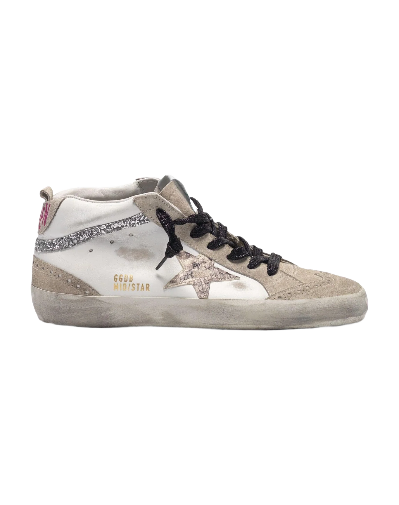 Women | Mid-Star Sneakers Leather with Snakeskin-Print Star & Glitter Inserts - Image 6