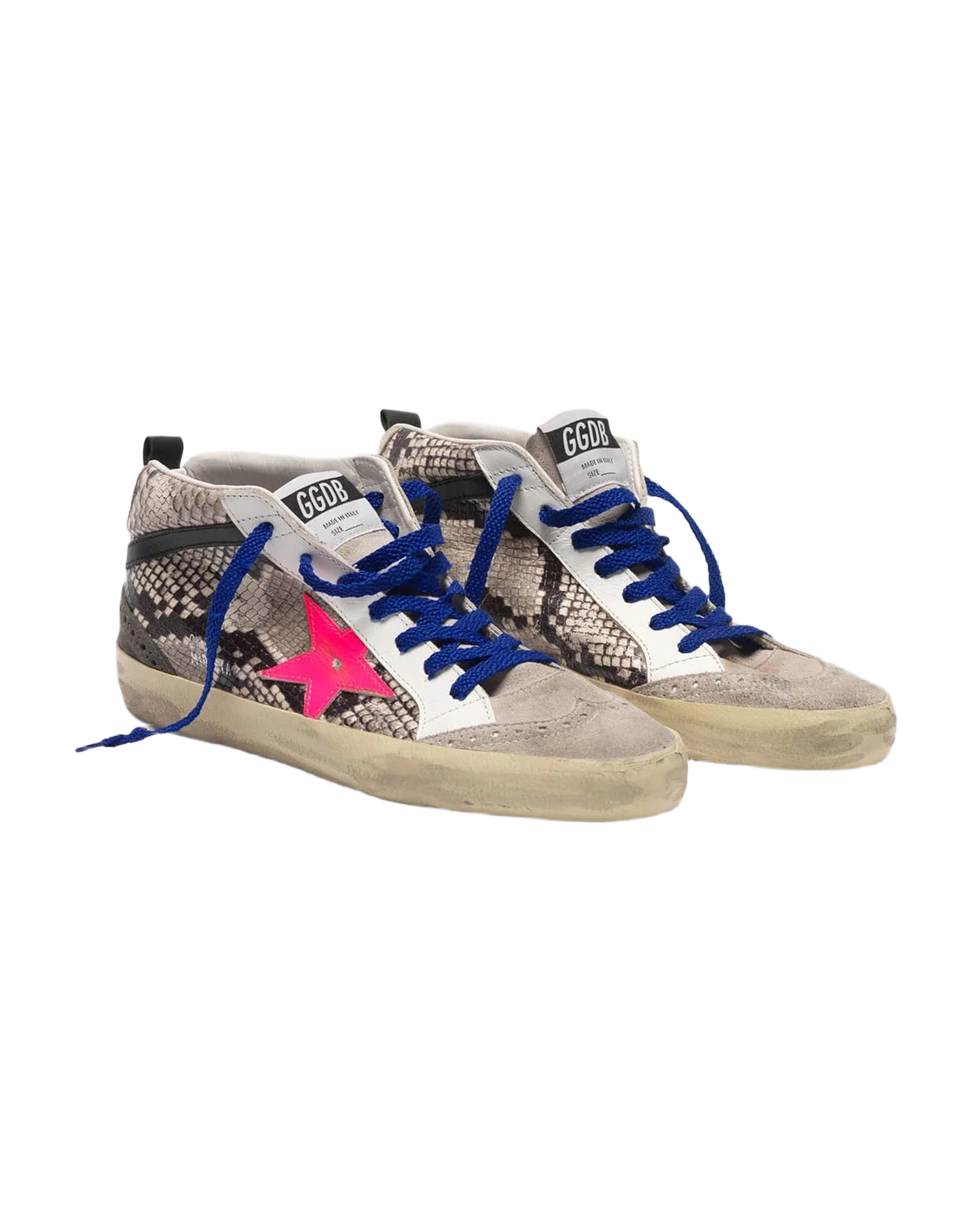 Women | Mid Star Sneakers Snakeskin Print Leather with Fuchsia Star - Image 4