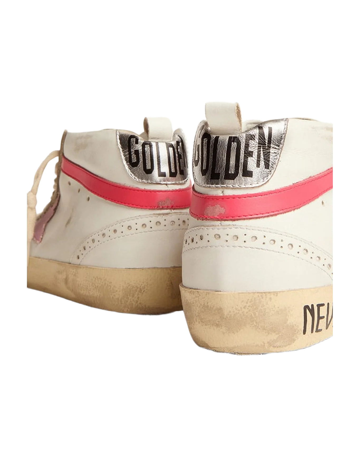 Women | Mid Star Sneakers White Leather with Pink Star & Black Lettering | White x Ice x Baby Pink x Dark Pink - Image 10