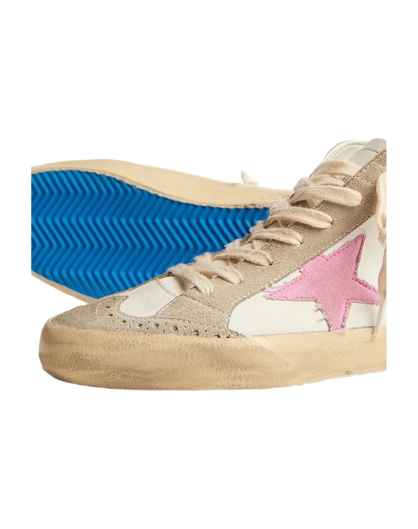 Women | Mid Star Sneakers White Leather with Pink Star & Black Lettering | White x Ice x Baby Pink x Dark Pink - Image 2