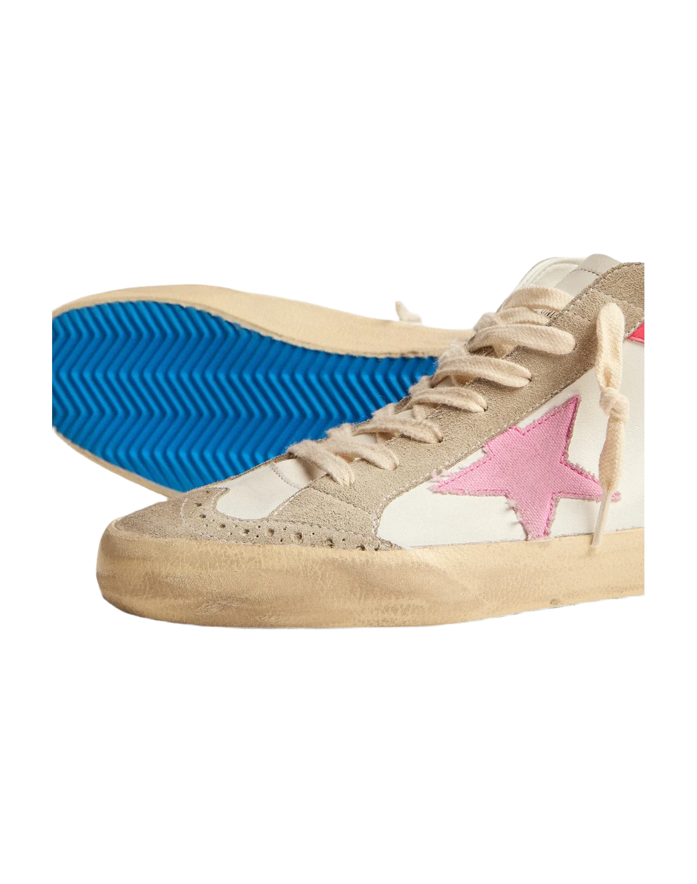 Women | Mid Star Sneakers White Leather with Pink Star & Black Lettering | White x Ice x Baby Pink x Dark Pink - Image 5
