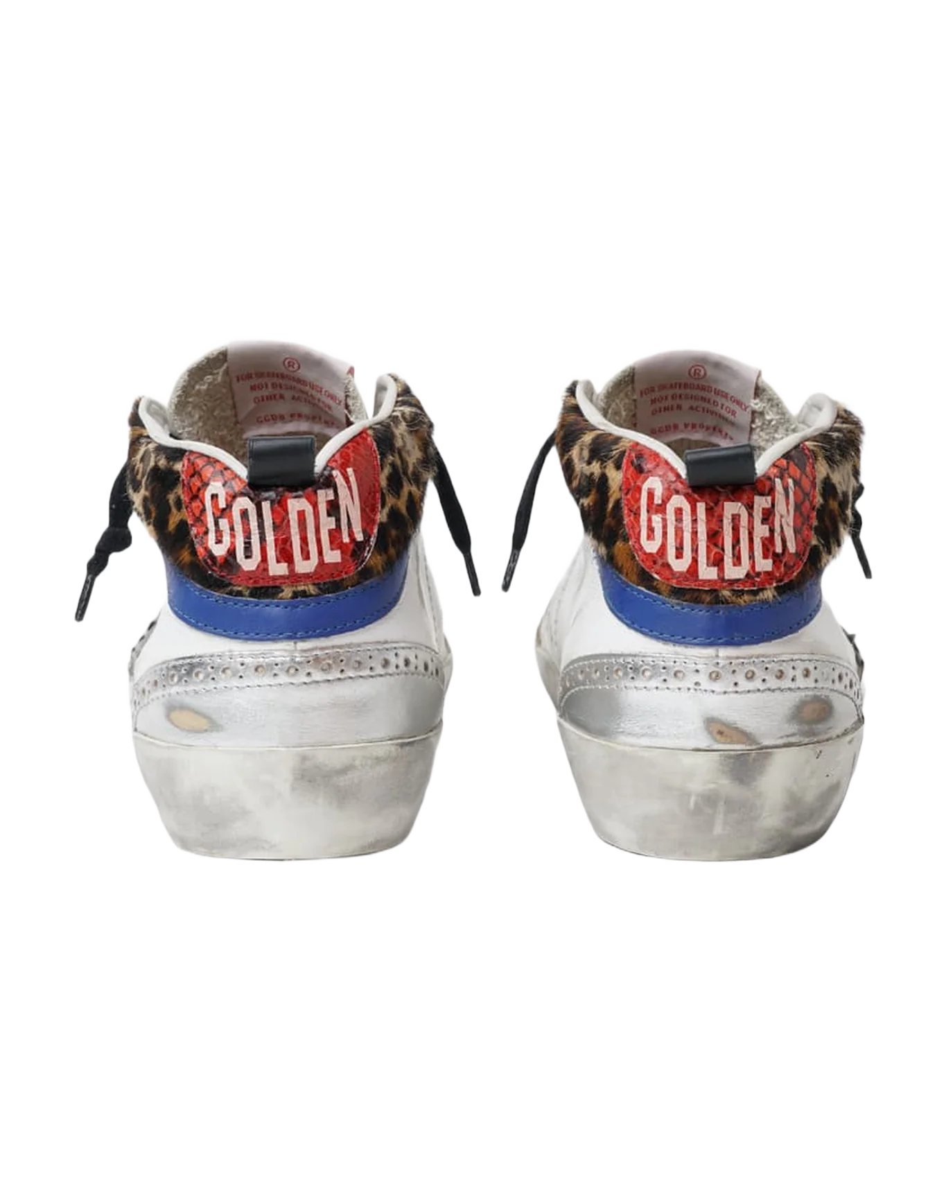 Women | Mid Star Sneakers with Animal-Print Details & Handwritten Lettering | White x Silver x Black Zebra x Bluette - Image 4