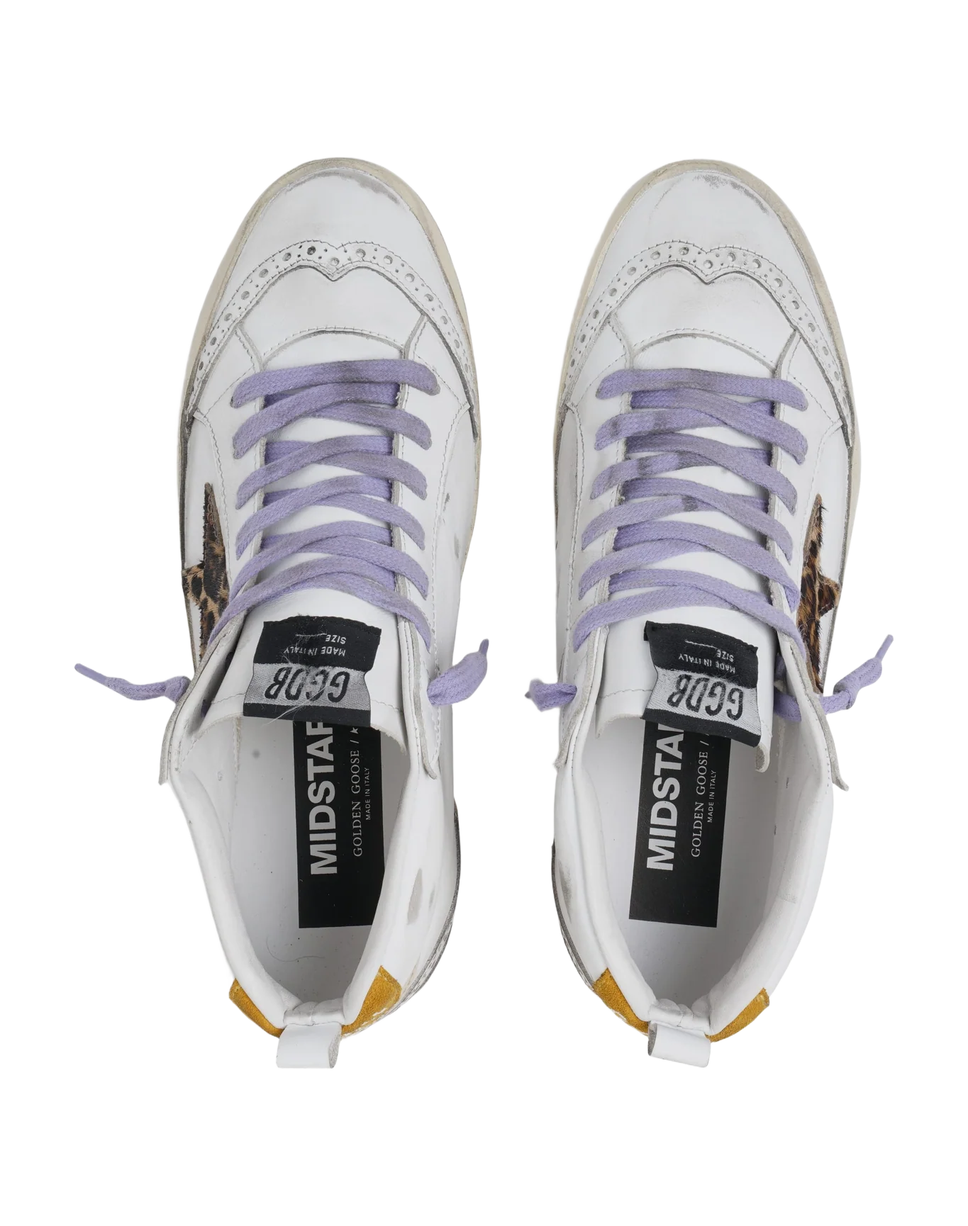 Women | Mid Star Sneakers with Pony Skin Star & Orange Heel Tab | White x Beige Brown Leo x Beige x Light Orange - Image 2