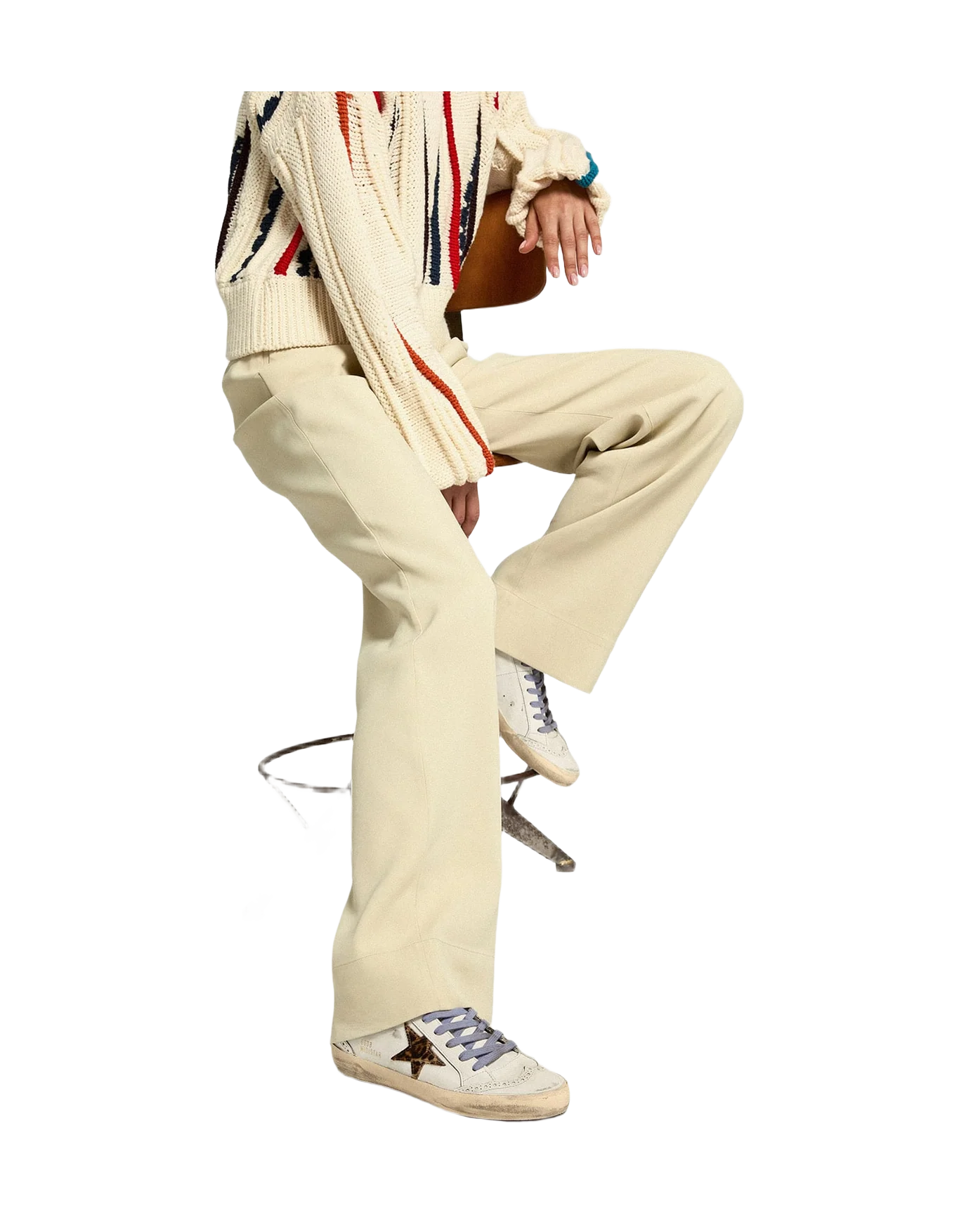 Women | Mid Star Sneakers with Pony Skin Star & Orange Heel Tab | White x Beige Brown Leo x Beige x Light Orange - Image 3