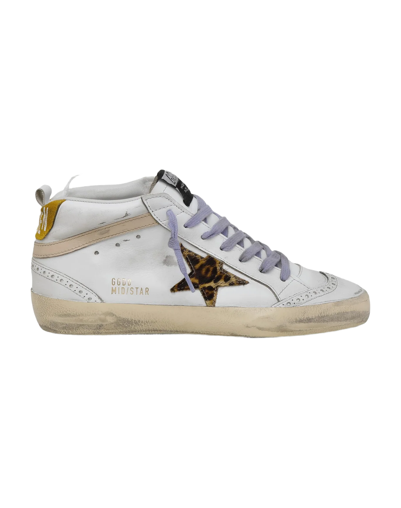 Women | Mid Star Sneakers with Pony Skin Star & Orange Heel Tab | White x Beige Brown Leo x Beige x Light Orange - Image 5