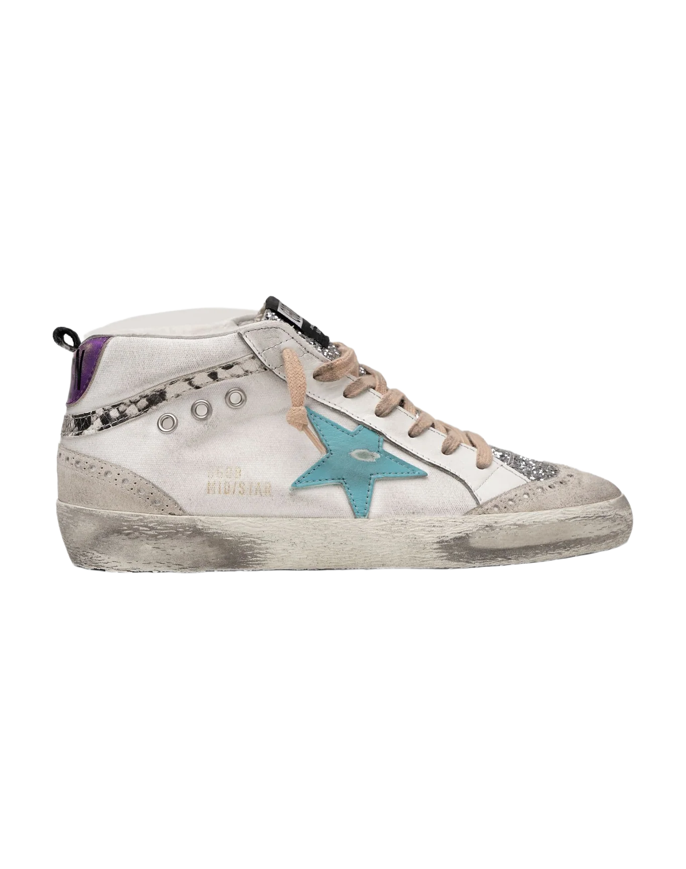 Women | Mid Star White Canvas with Silver Glitter & Blue Star - Image 2