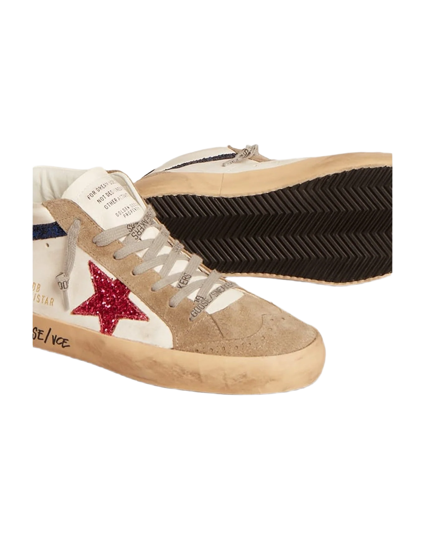 Women | Mid Star with Glitter Red Star & Glitter Blue Flash | Cream x Taupe x Fucsia x Blue x Black