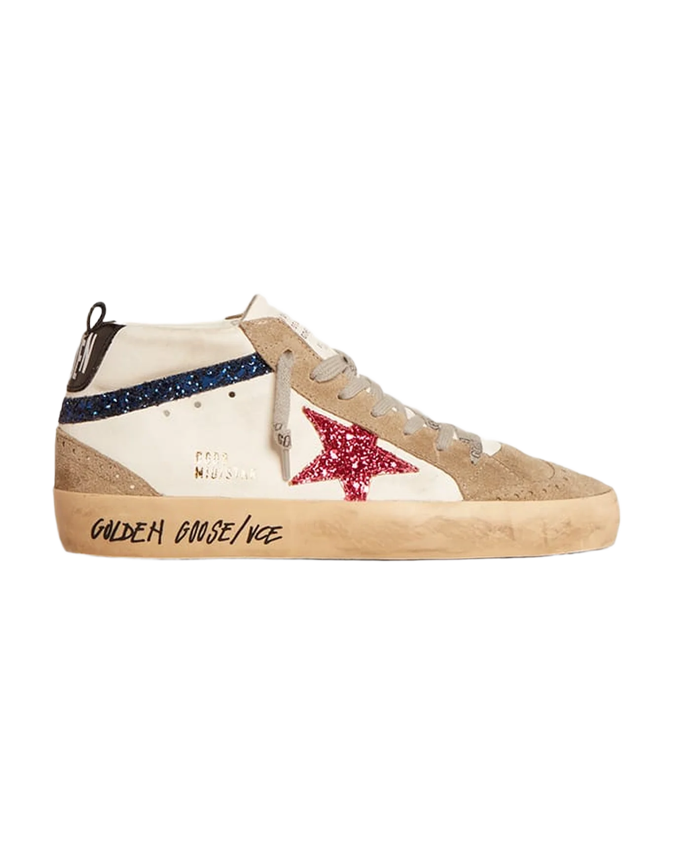 Women | Mid Star with Glitter Red Star & Glitter Blue Flash | Cream x Taupe x Fucsia x Blue x Black - Image 3