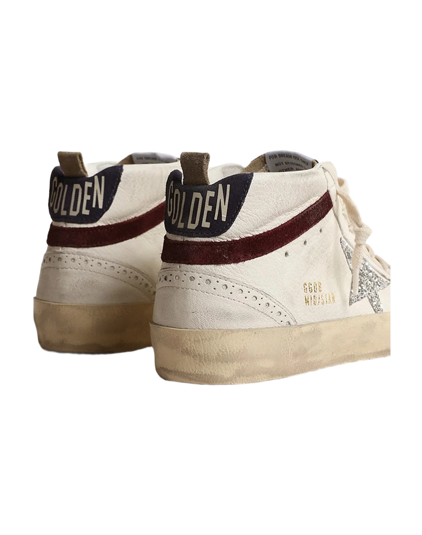Women | Mid Star with Silver Glitter Star & Dark Blue Suede Heel Tab | White x Silver x Wine x Medieval Blue - Image 4