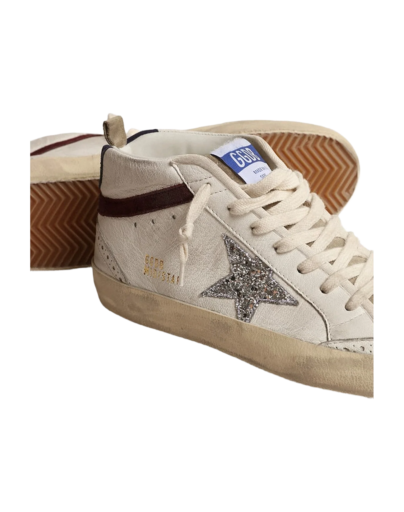 Women | Mid Star with Silver Glitter Star & Dark Blue Suede Heel Tab | White x Silver x Wine x Medieval Blue - Image 5