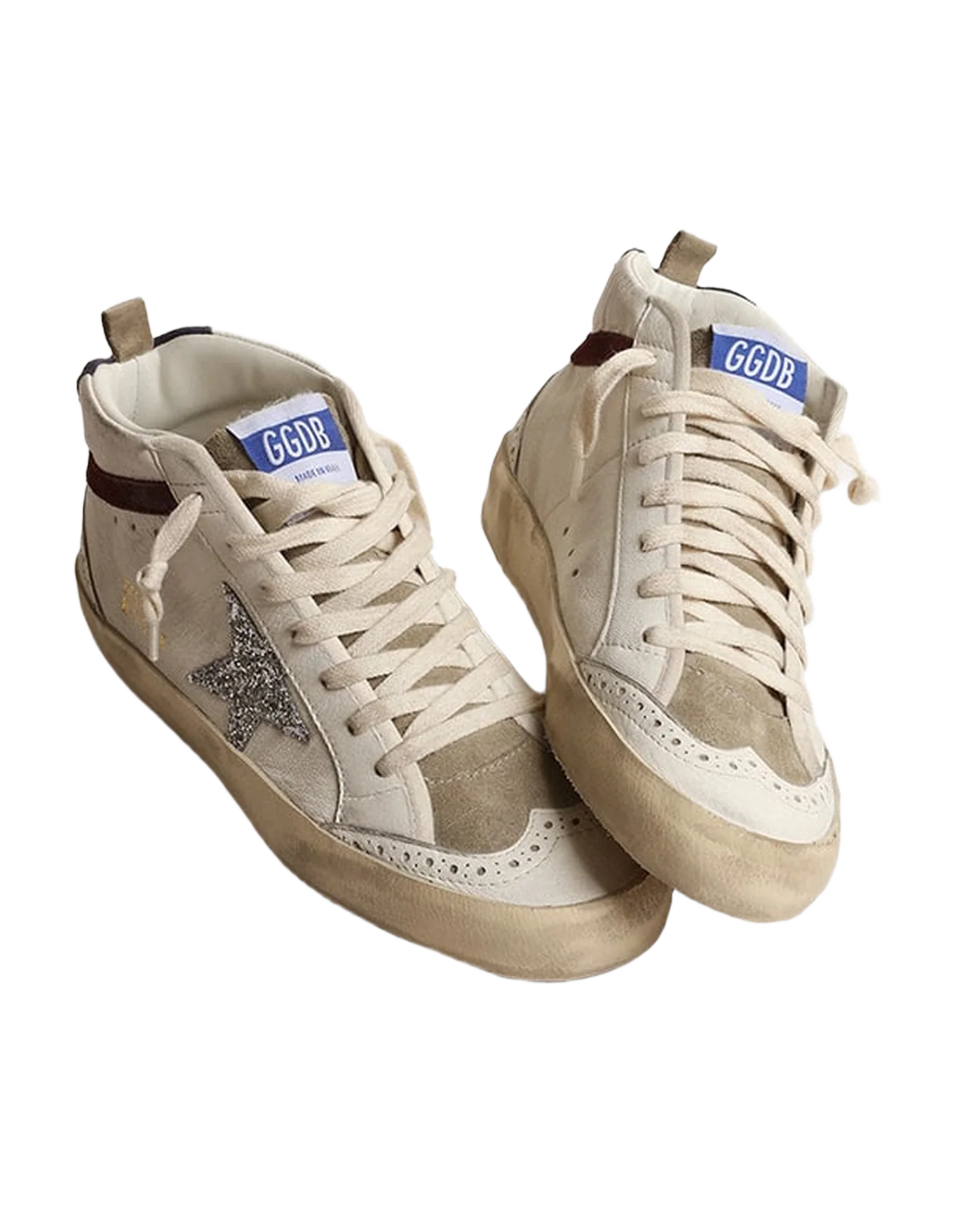 Women | Mid Star with Silver Glitter Star & Dark Blue Suede Heel Tab | White x Silver x Wine x Medieval Blue - Image 6