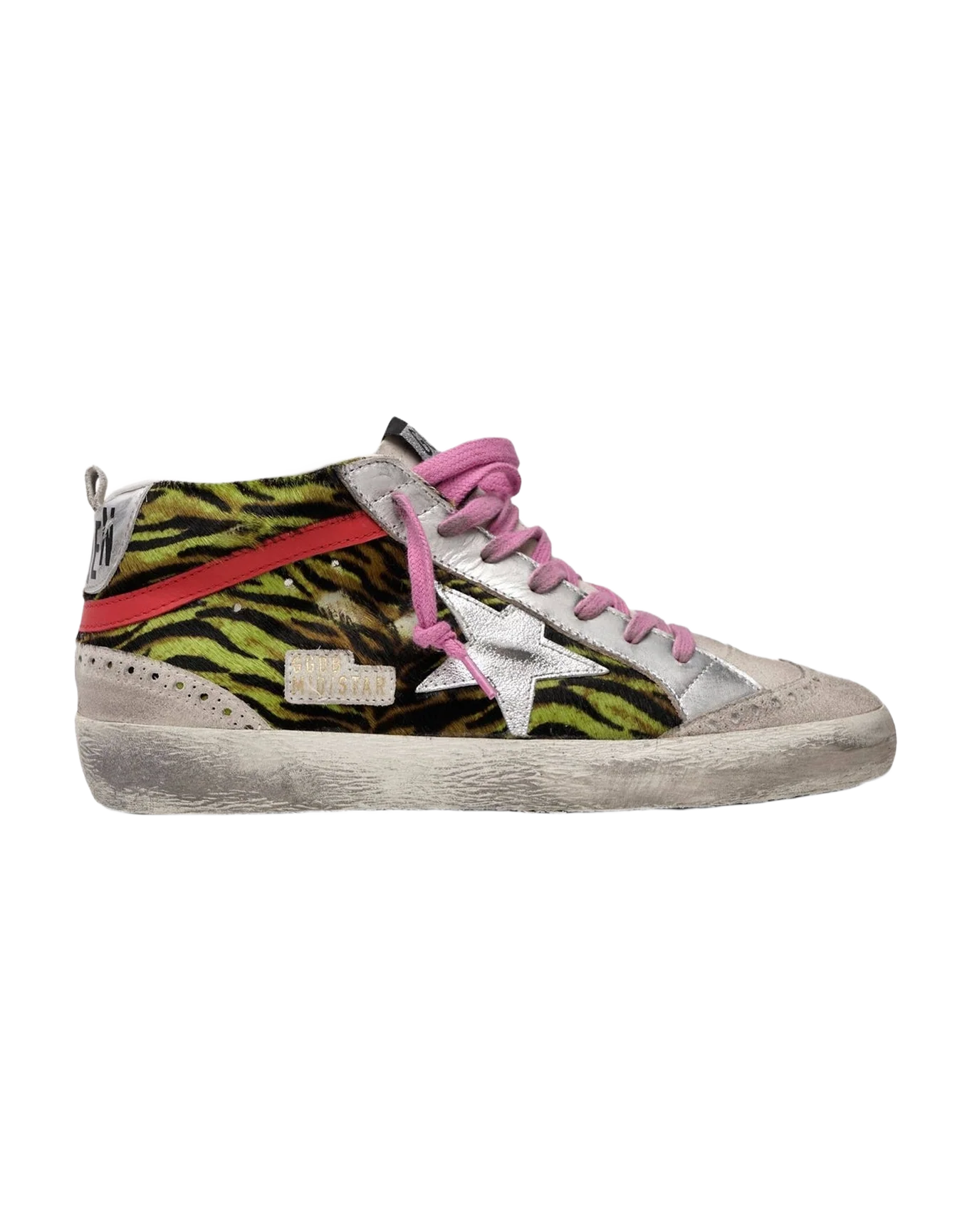 Women | Mid Star Zebra-Pattern with Silver Star & Pink Laces