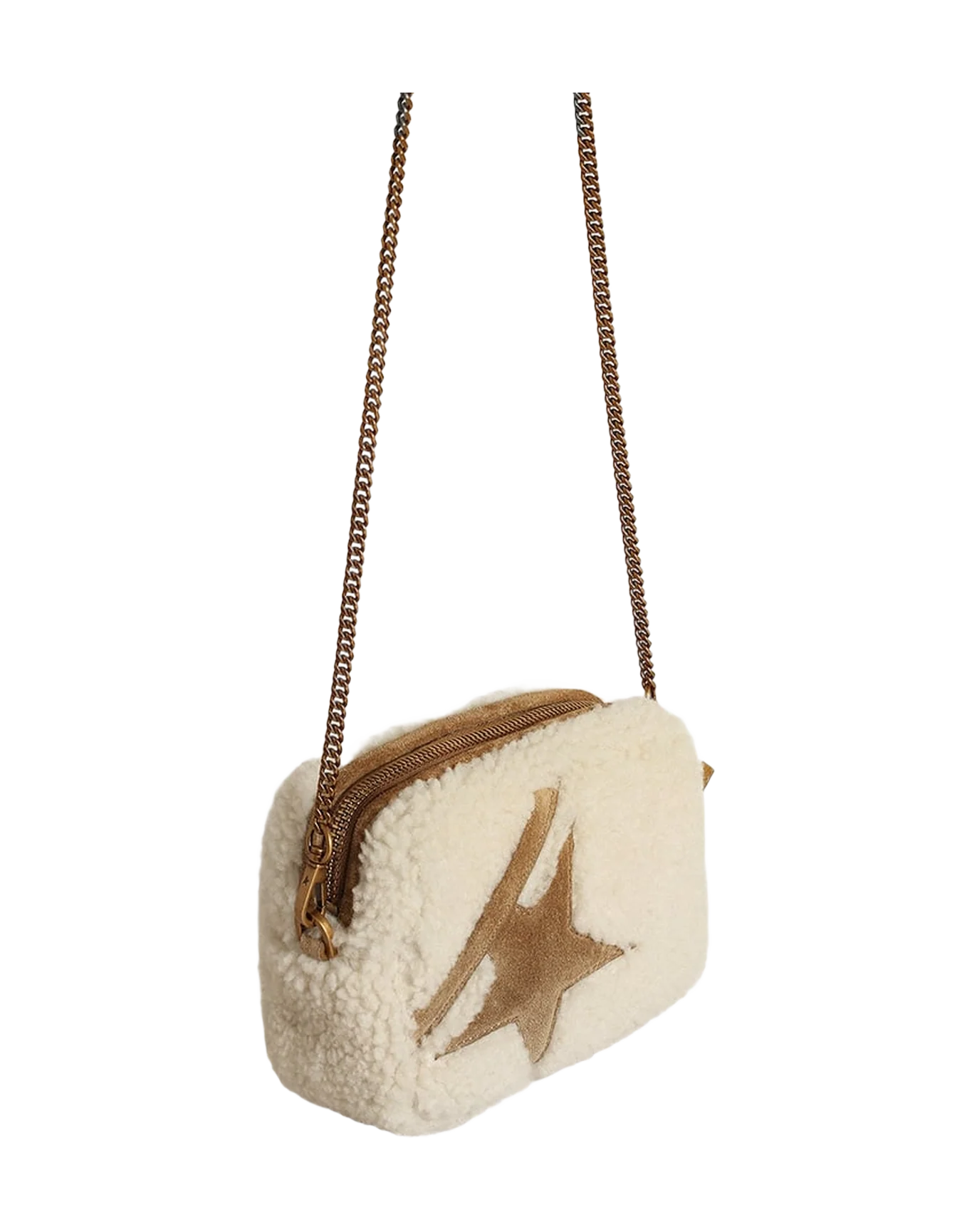 Women | Mini Star Bag Beige Shearling with Suede Star | Natural - Image 2