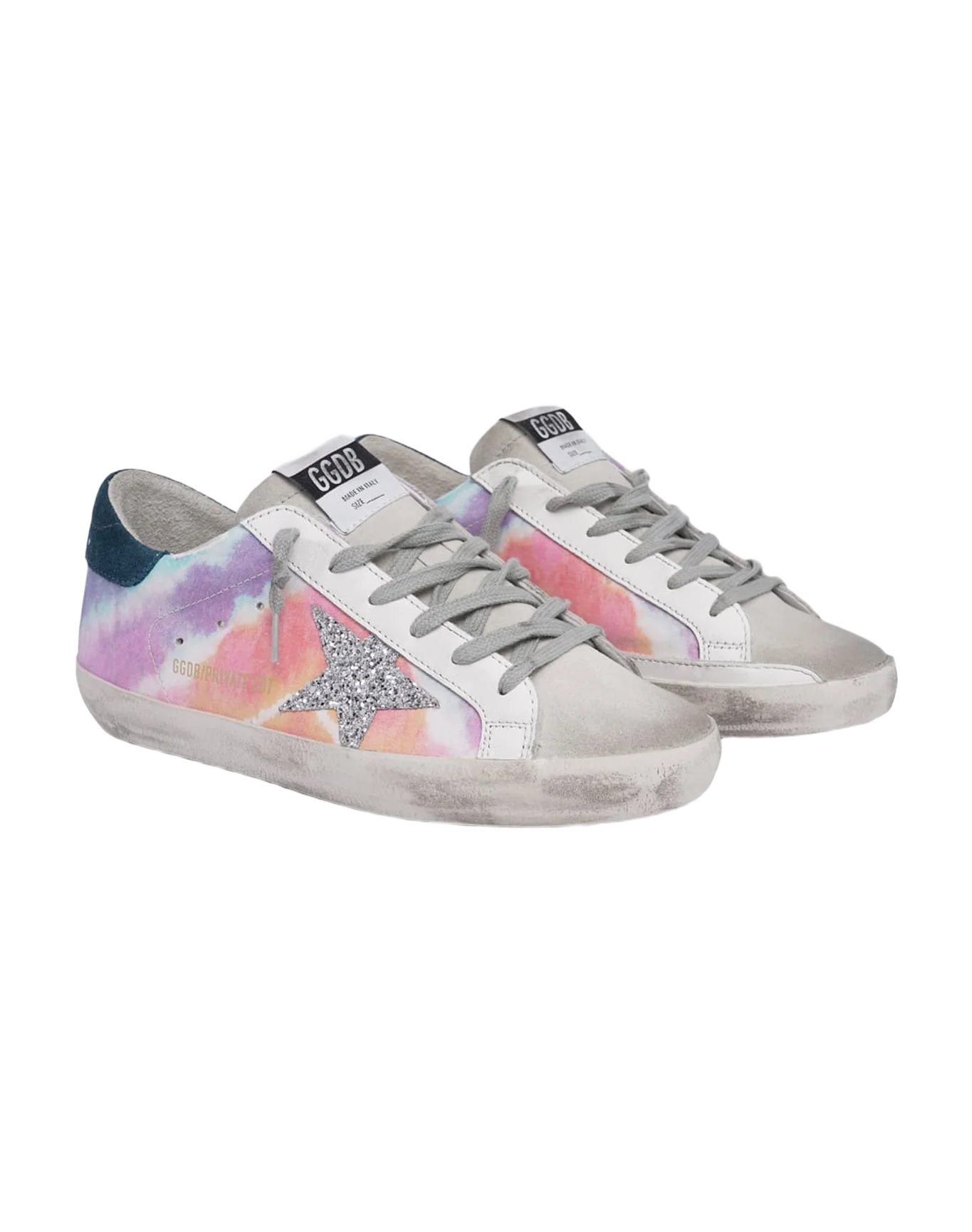 Women | Multi Color Super-Star with Silver Glitter Star & Blue Suede Heel Tab - Image 3