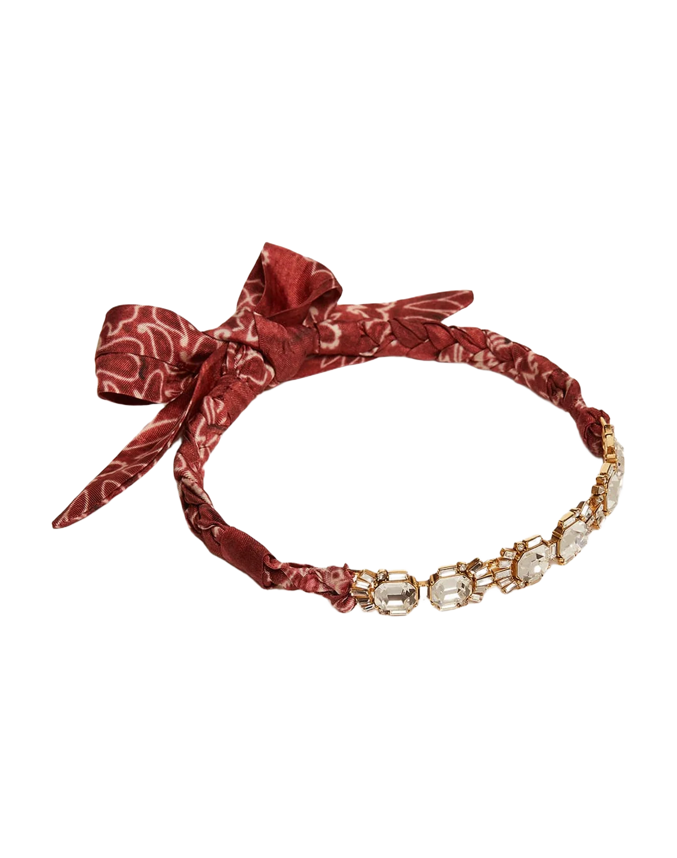 Women | Necklace Antique Gold Color with Crystals & Printed Scarf | Antique Gold x Spiced Apple - Image 4