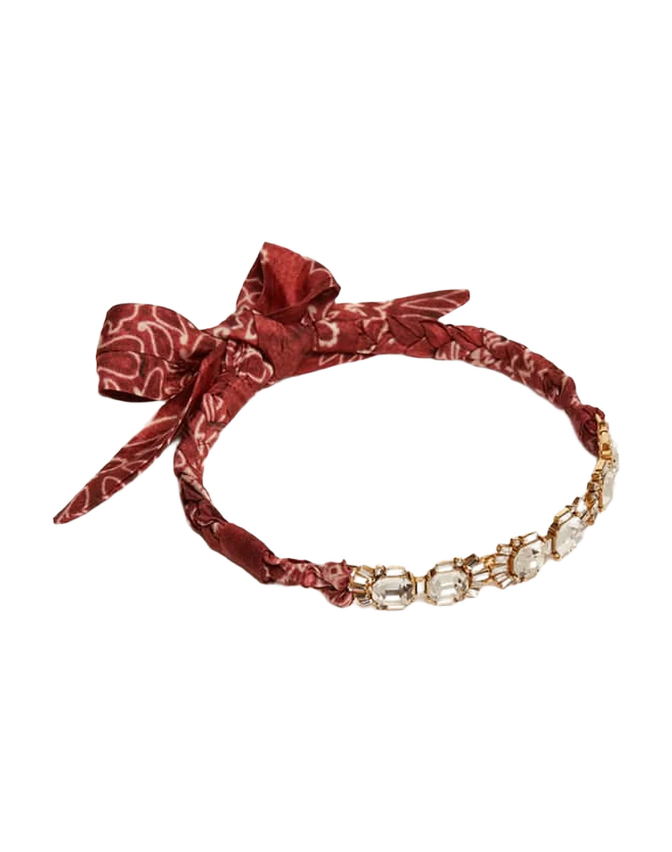 Women | Necklace Antique Gold Color with Crystals & Printed Scarf | Antique Gold x Spiced Apple - Image 5