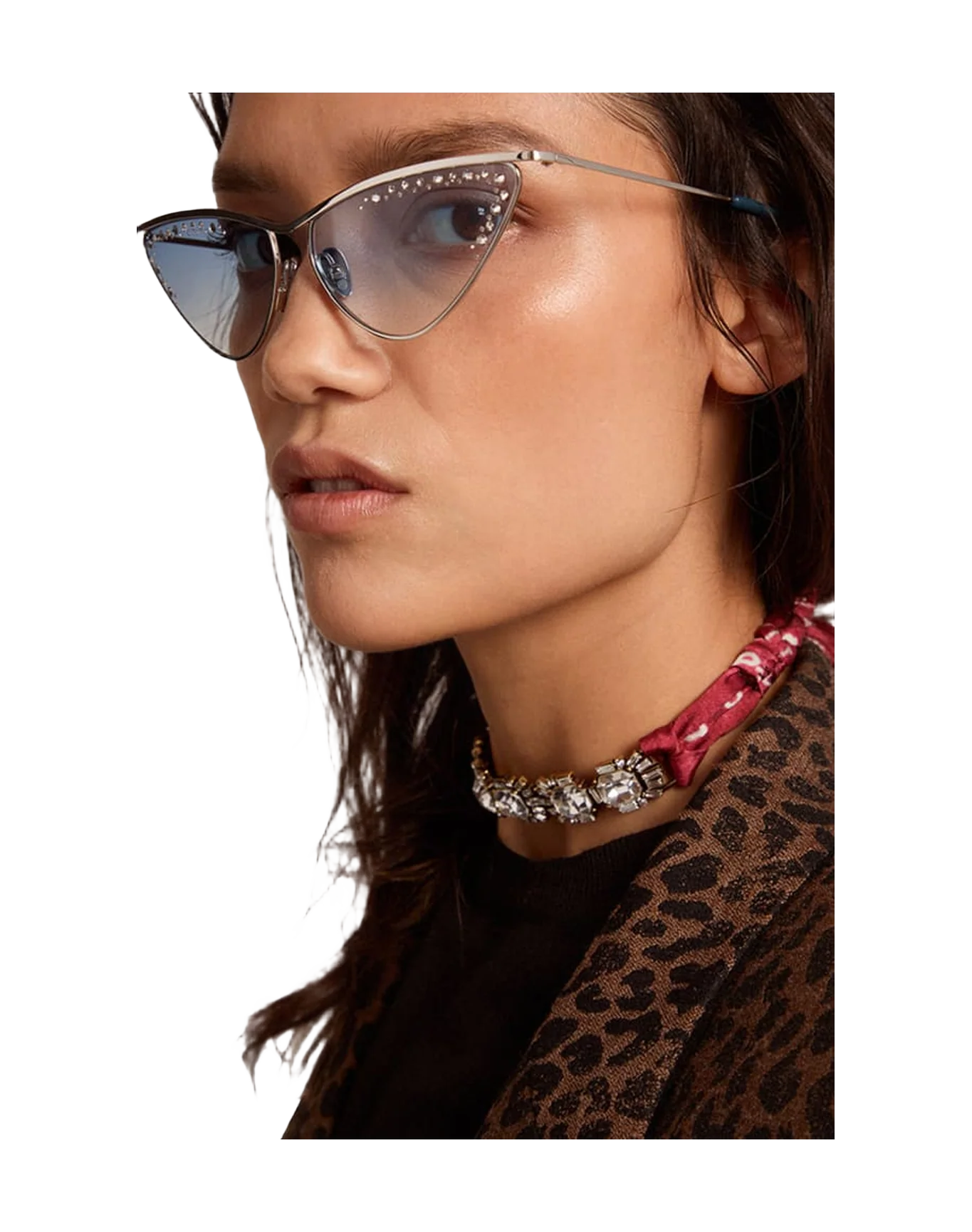 Women | Necklace Antique Gold Color with Crystals & Printed Scarf | Antique Gold x Spiced Apple - Image 7