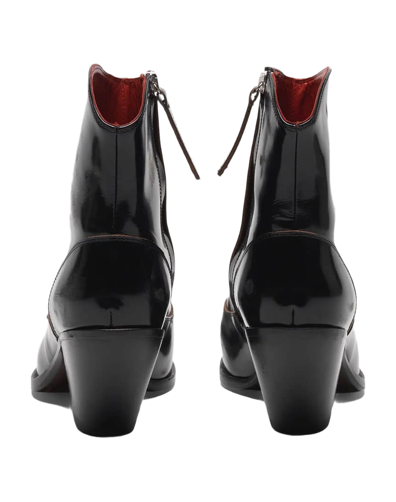 Women | Nora Ankle Boots Glossy Leather with A Gold Star & Metal Plate - Image 2