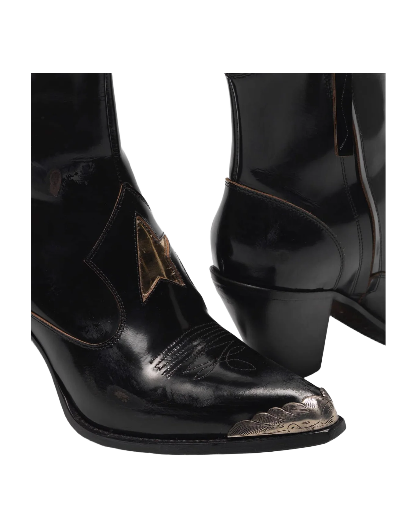 Women | Nora Ankle Boots Glossy Leather with A Gold Star & Metal Plate - Image 4