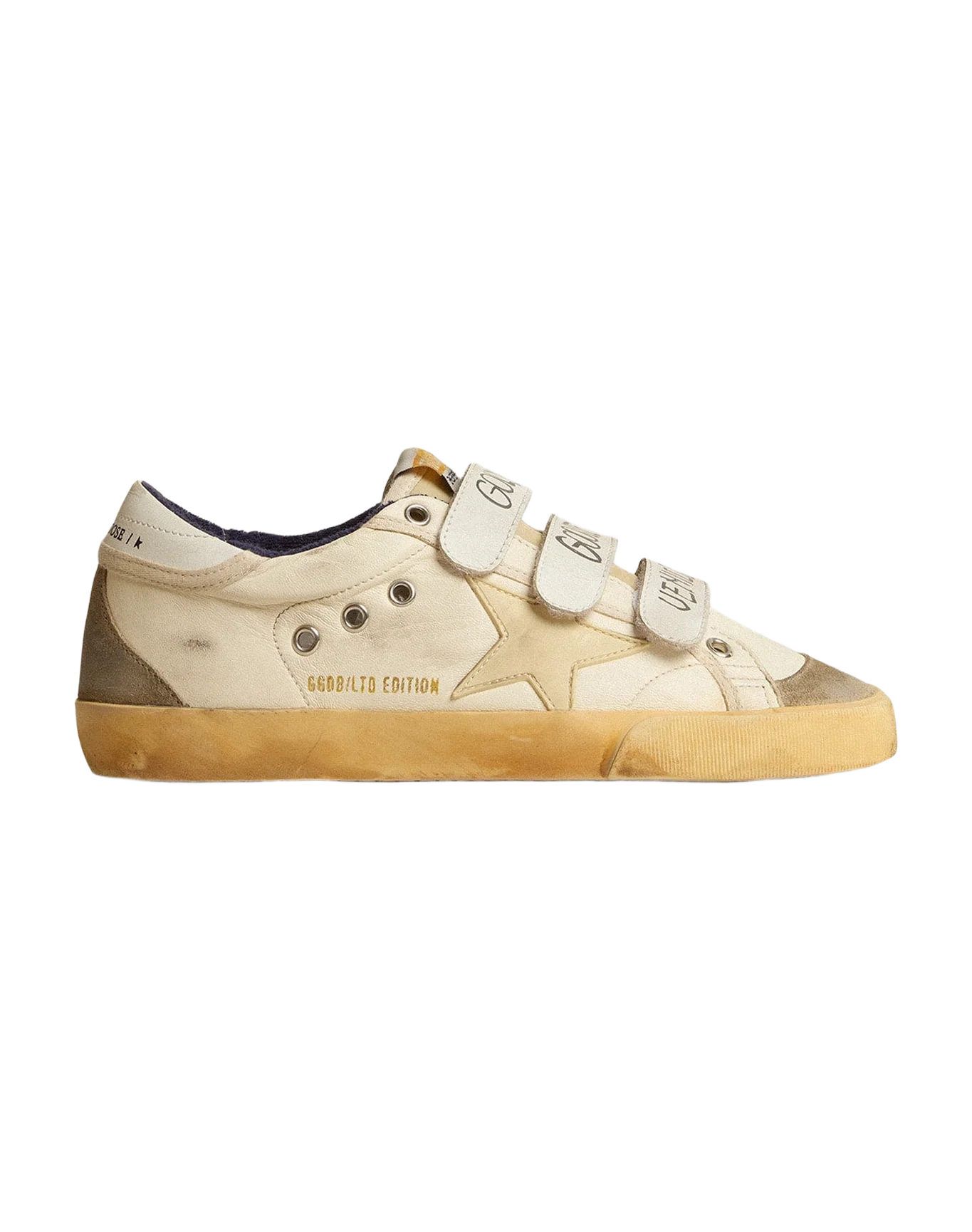 Women | Old School Lab Nappa with Rubber Star & Suede Inserts | White x Yellow x Ice - Image 2