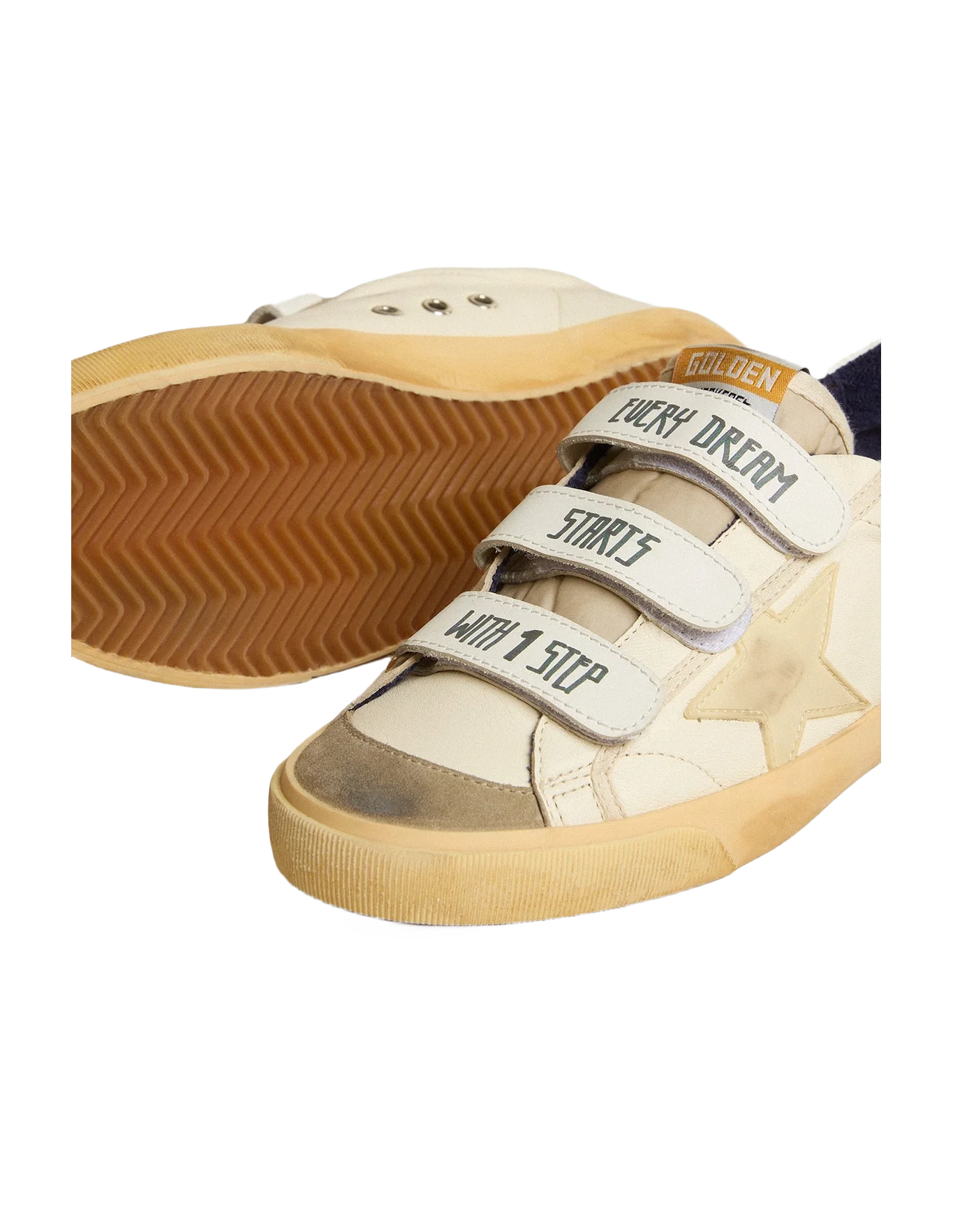 Women | Old School Lab Nappa with Rubber Star & Suede Inserts | White x Yellow x Ice - Image 4