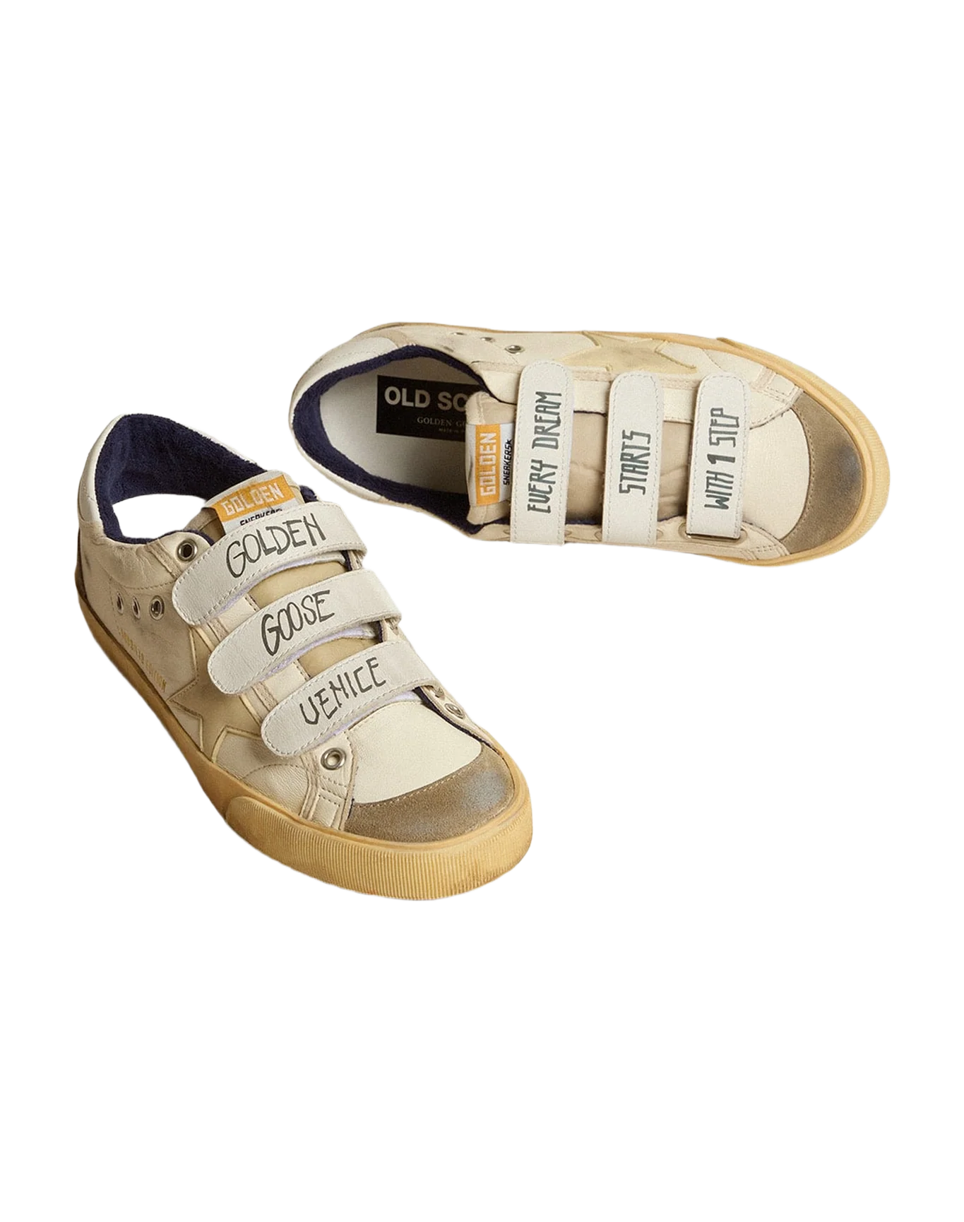 Women | Old School Lab Nappa with Rubber Star & Suede Inserts | White x Yellow x Ice - Image 5