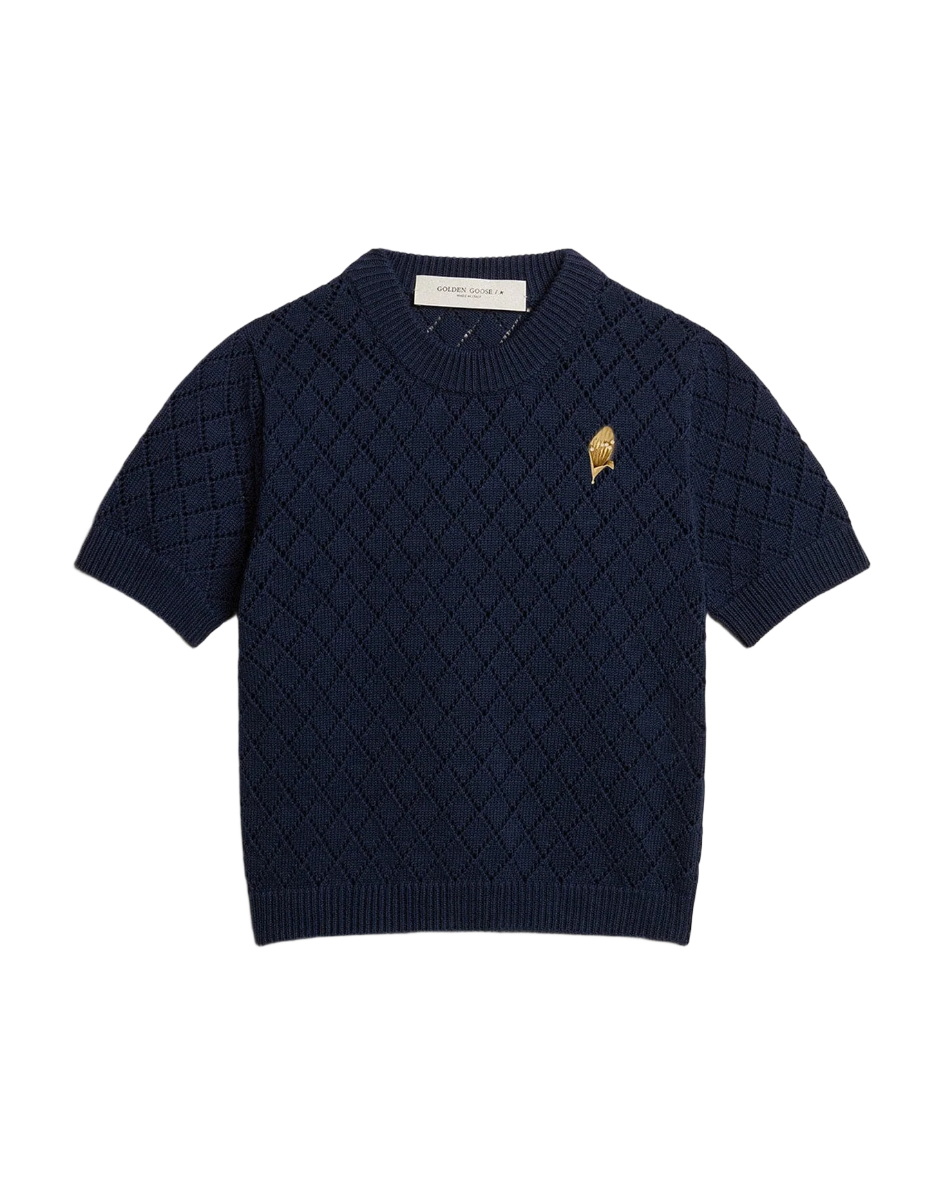 Women | Open-Weave Knit with Midnight Blue Argyle Pattern | Eclipse - Image 3