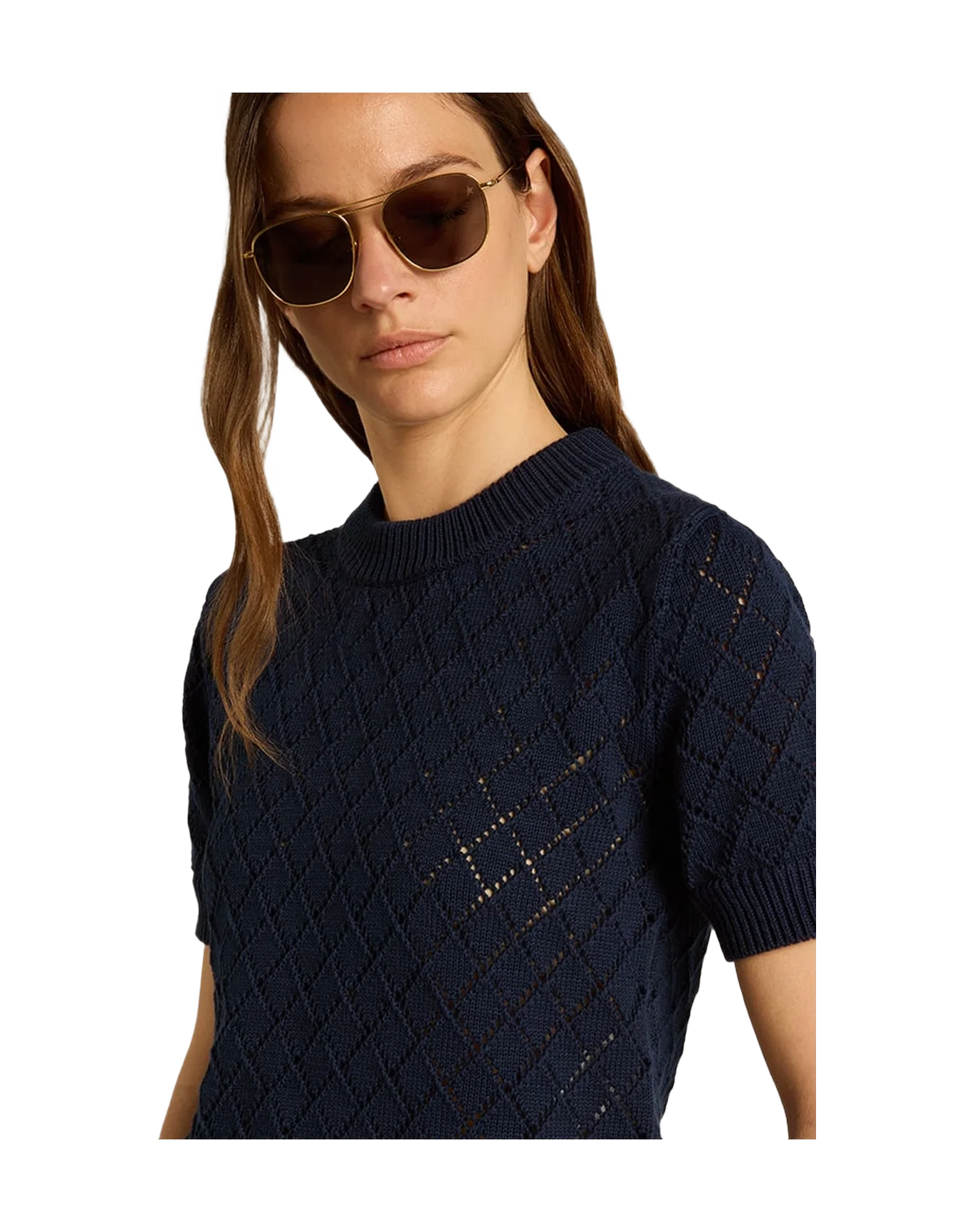 Women | Open-Weave Knit with Midnight Blue Argyle Pattern | Eclipse - Image 5