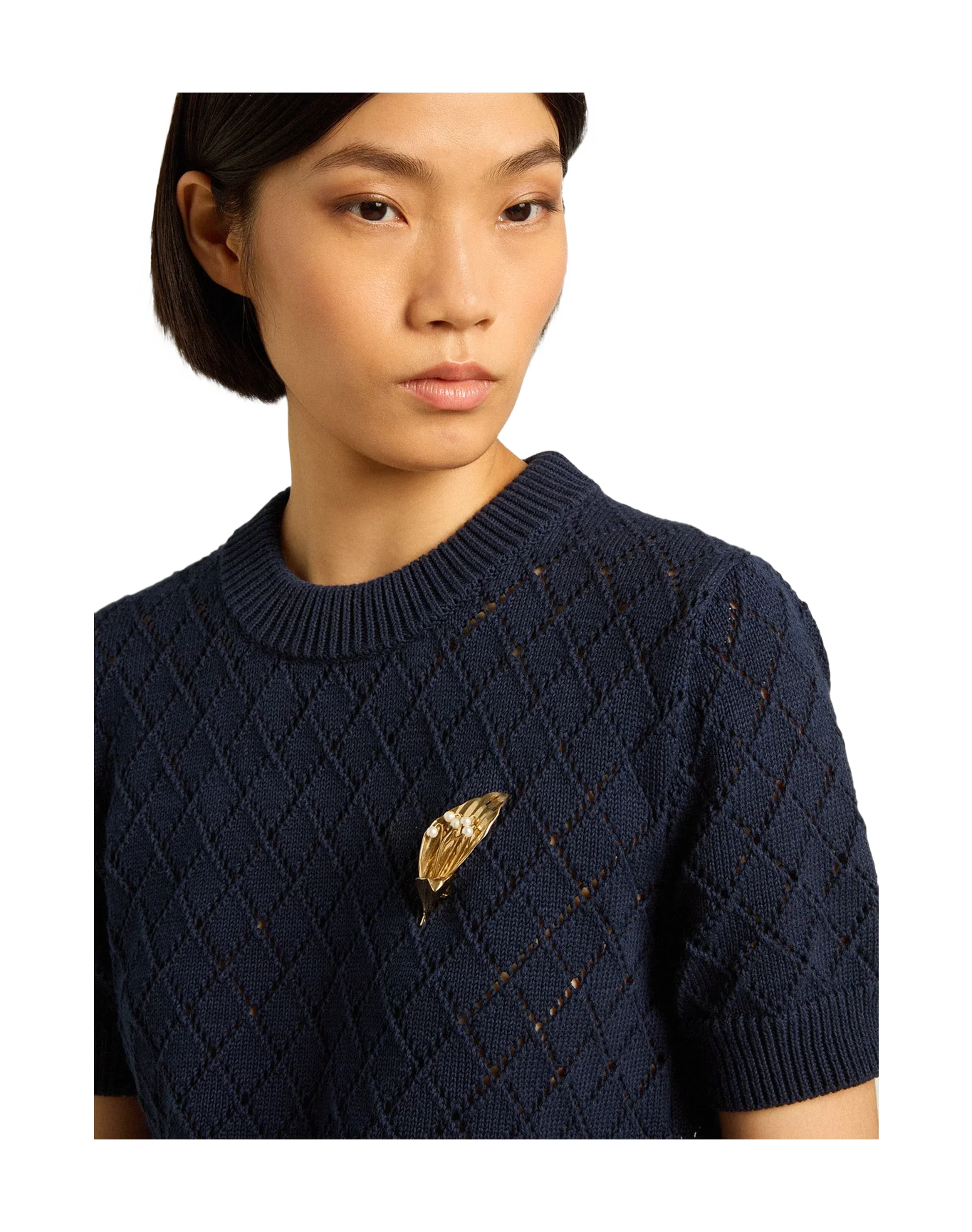 Women | Open-Weave Knit with Midnight Blue Argyle Pattern | Eclipse - Image 8