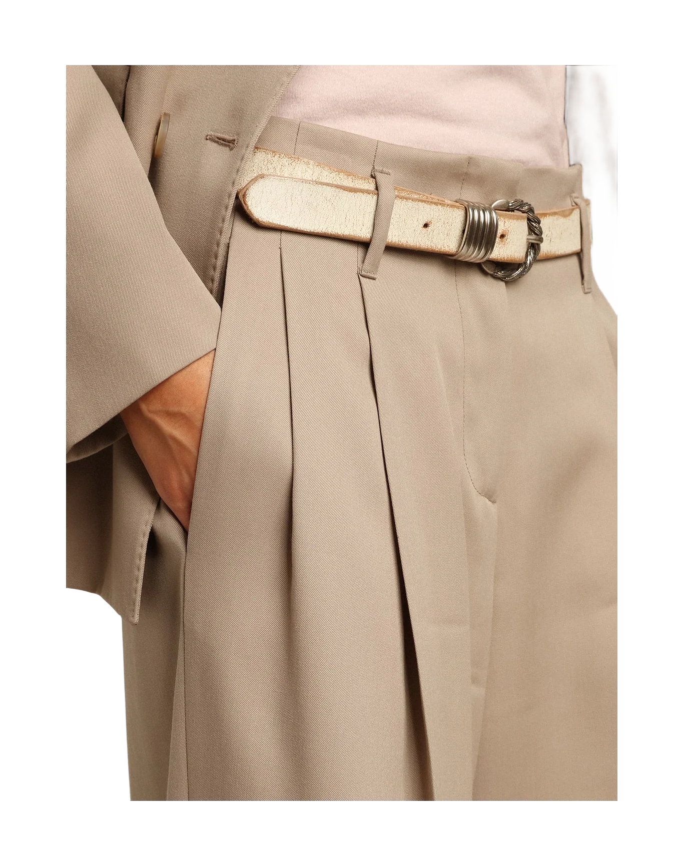 Women | Pants Light Beige Wool Gabardine | Roasted Cashew - Image 2