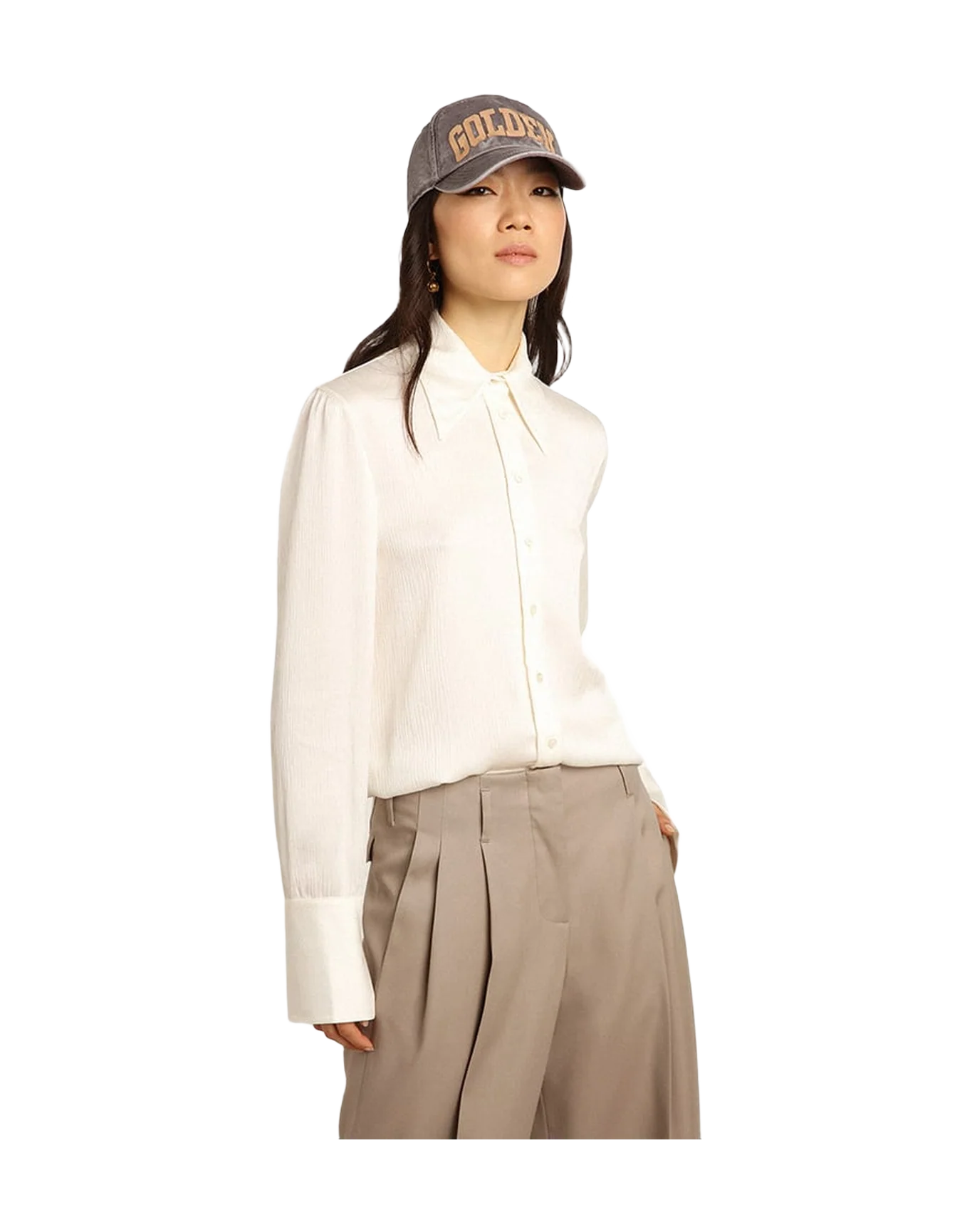 Women | Parchment-Colored Slim-Fit Shirt | Parchment - Image 4