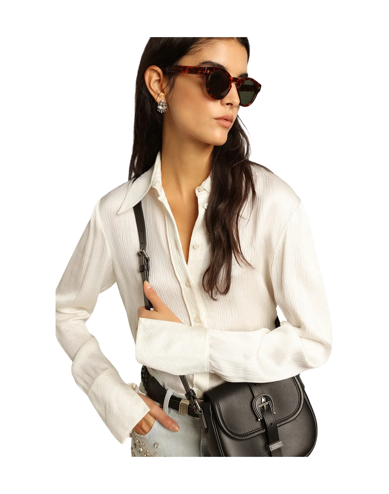 Women | Parchment-Colored Slim-Fit Shirt | Parchment - Image 5