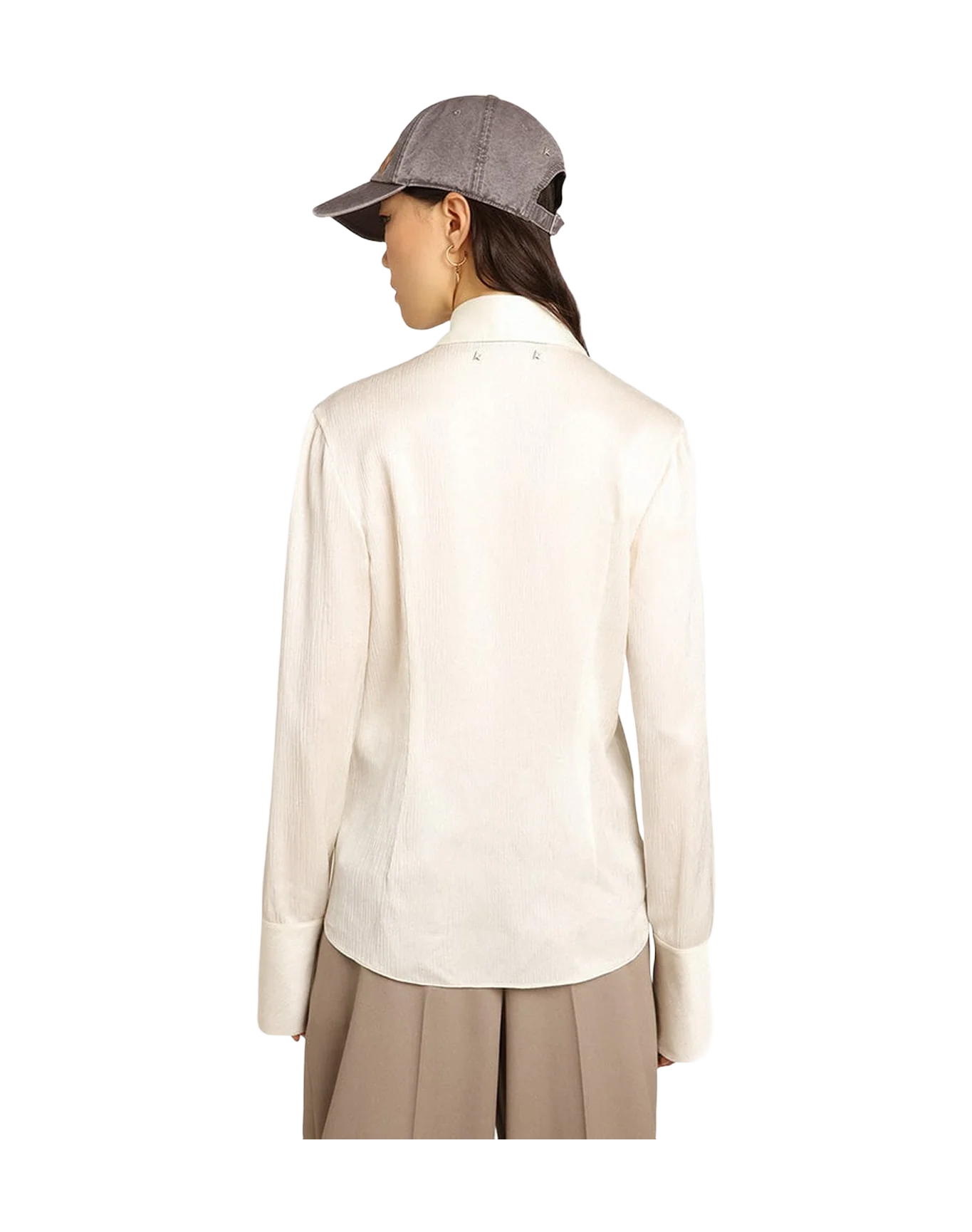 Women | Parchment-Colored Slim-Fit Shirt | Parchment - Image 7