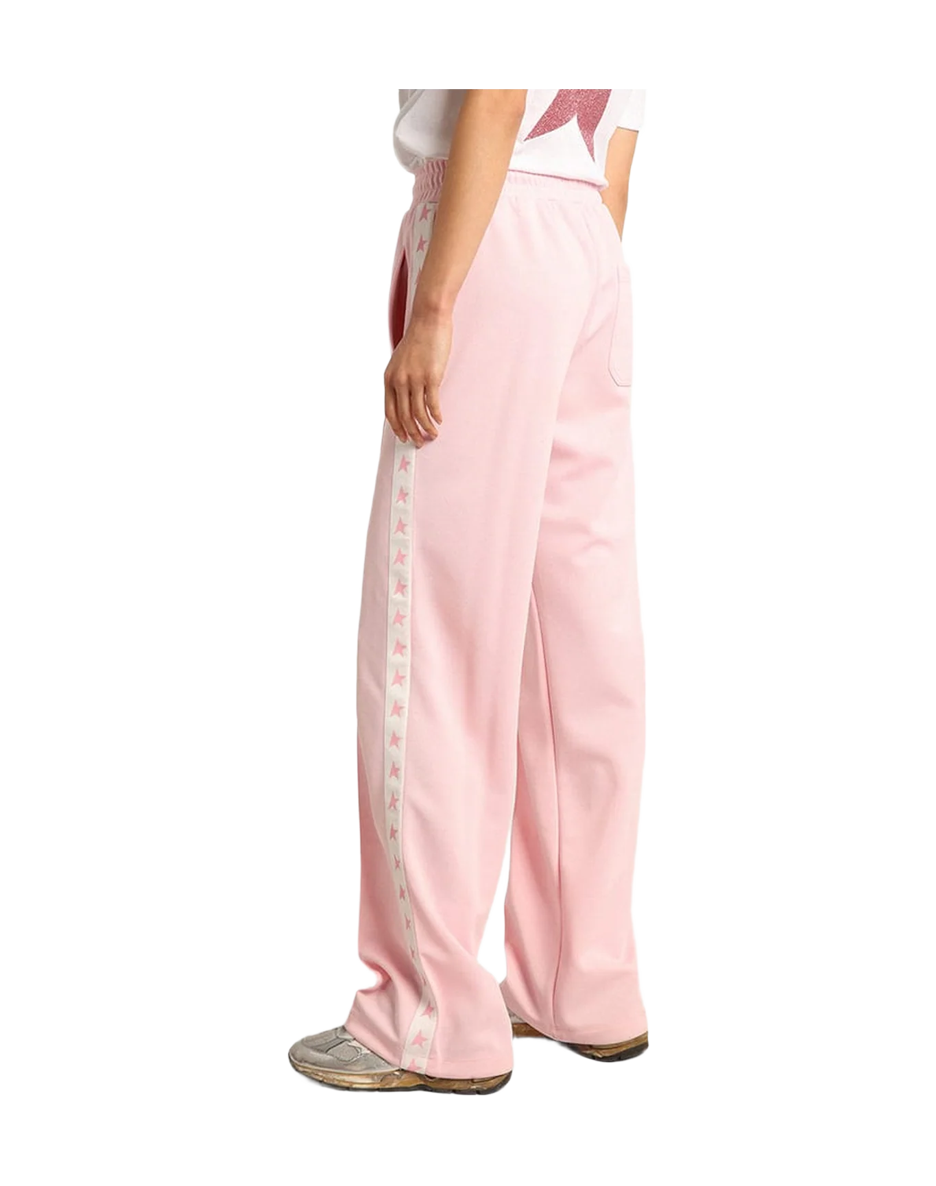 Women | Pink Joggers with Band & Stars On The Sides | Rose Shadow x White - Image 8