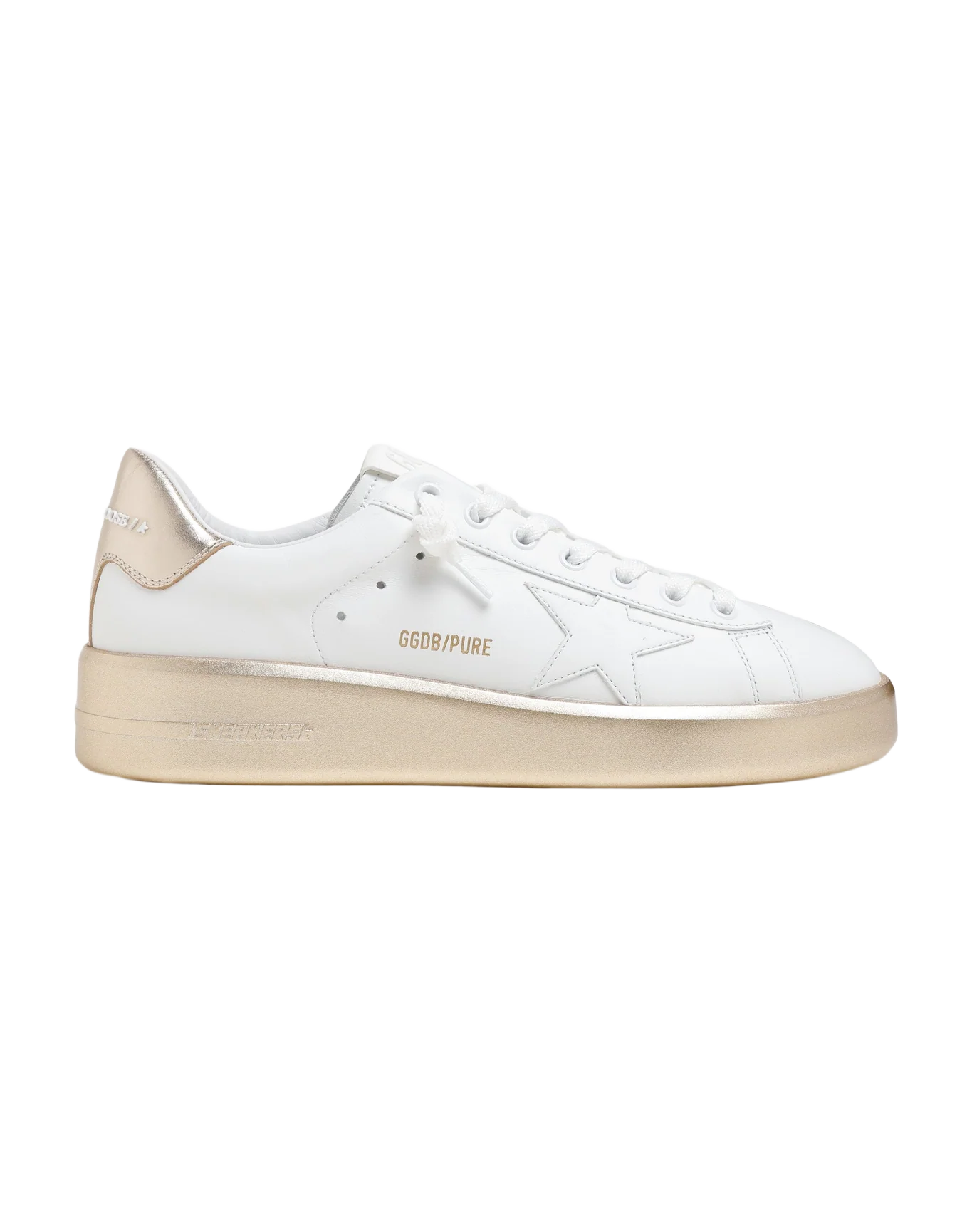 Women | Purestar Sneakers Leather with Foxing & Gold Laminated Leather Heel Tab | Optic White x Platinum - Image 5