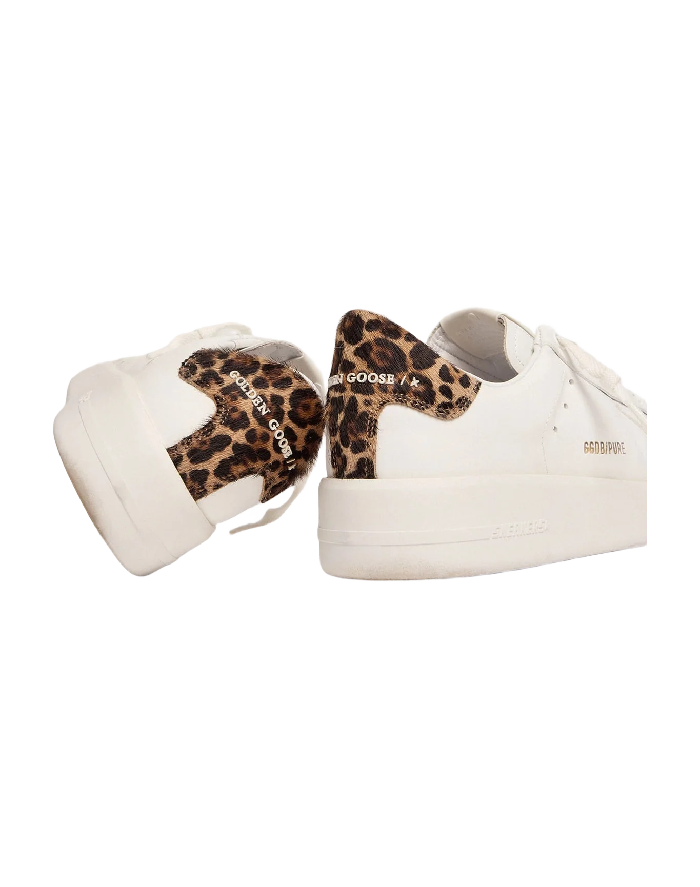 Women | Purestar Sneakers with Leopard-Print Heel Tab | White x Brown Leo - Image 2