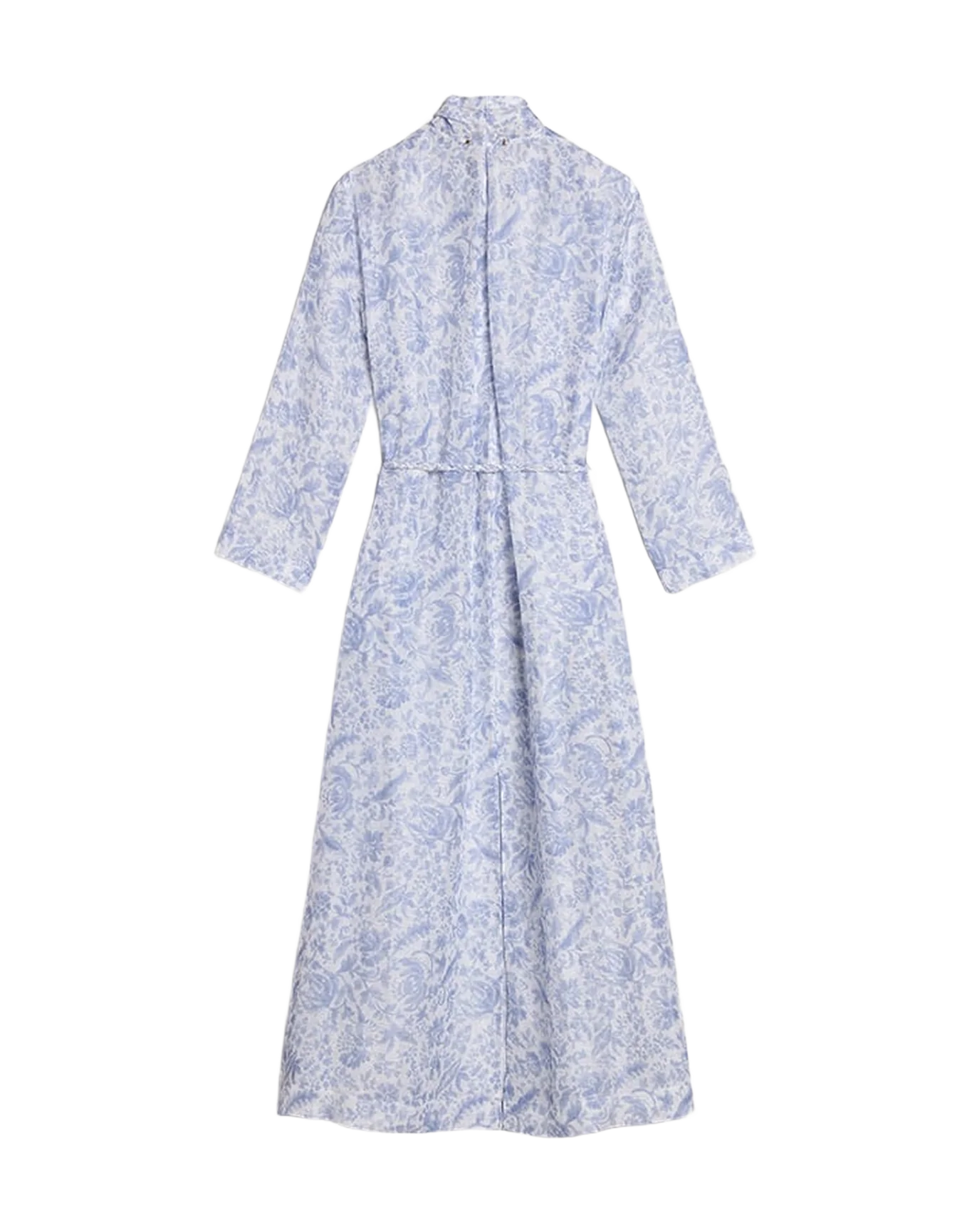 Women | Resort Collection Linen Blend Kaftan Dress with Mediterranean Blue Print | Mediterranian Blue - Image 10