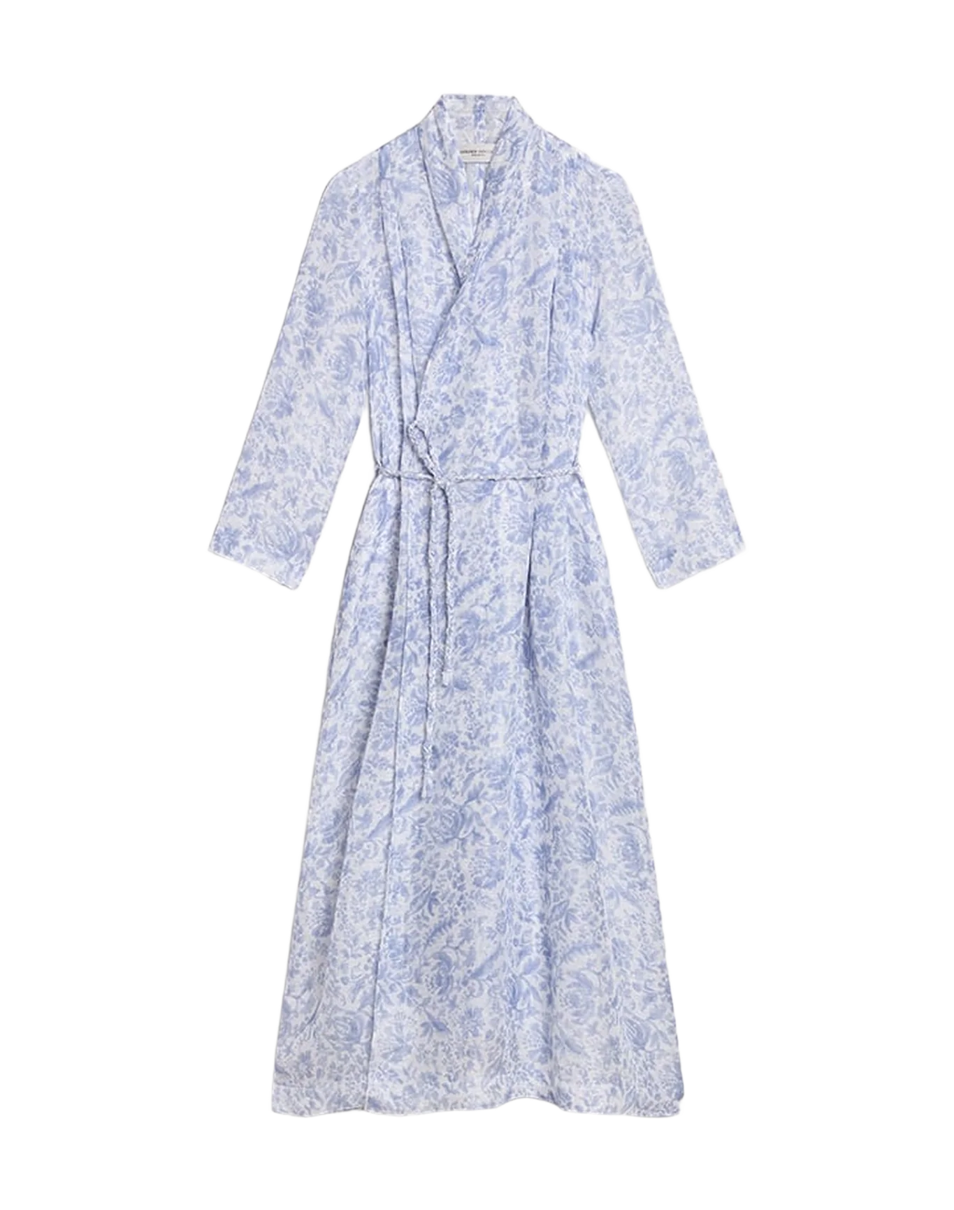 Women | Resort Collection Linen Blend Kaftan Dress with Mediterranean Blue Print | Mediterranian Blue - Image 16