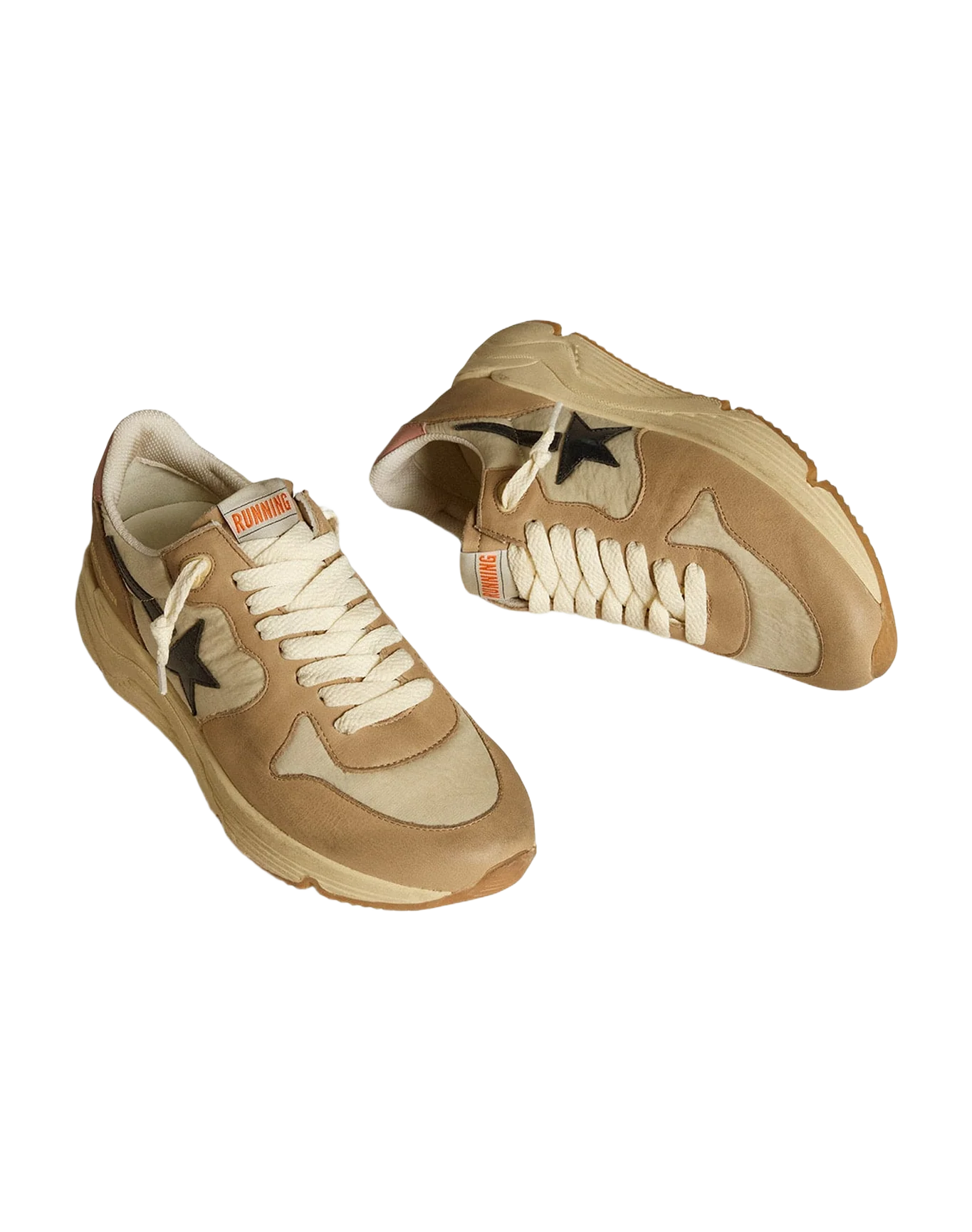 Women | Running Sole Ltd Nylon & Nubuck with Leather Star & Heel Tab | Marble x Sand x Dark Blue x Pink - Image 2