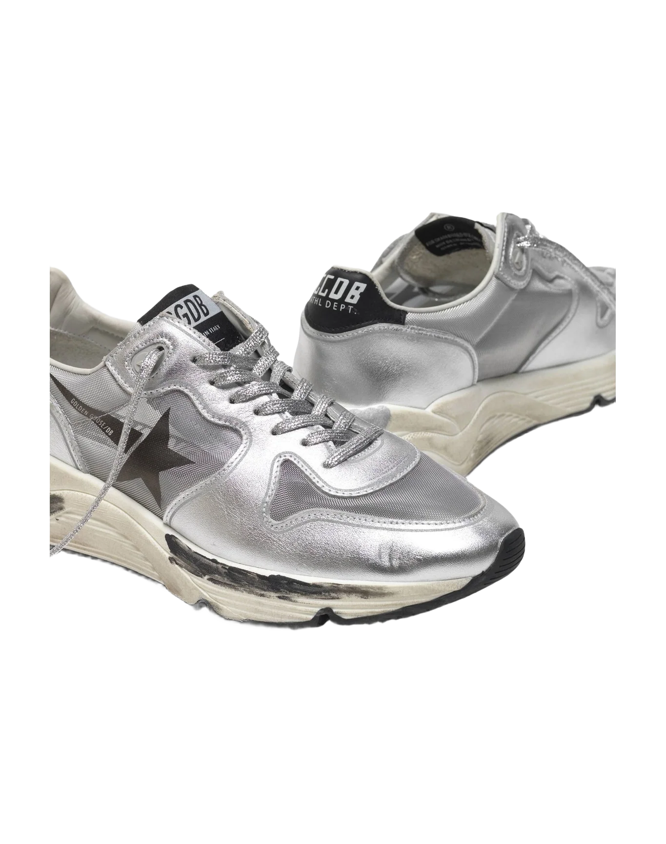 Women | Running Sole Sneakers Laminated Leather & Mesh