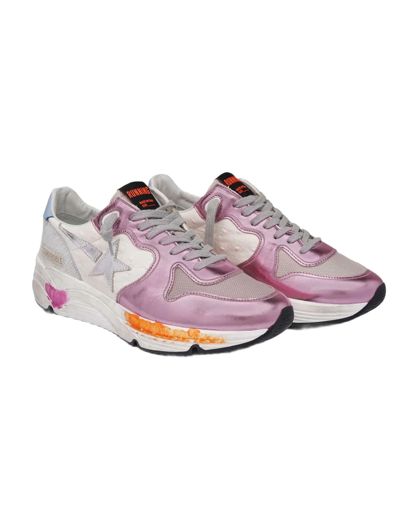 Women | Running Sole Sneakers Laminated Pink with Silver Star - Image 3