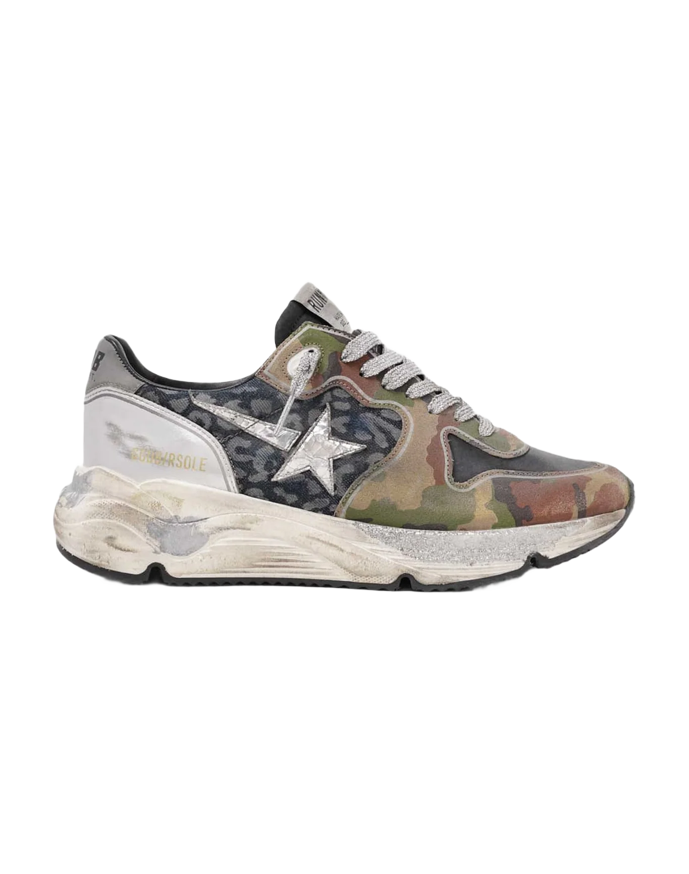 Women | Running Sole Sneakers Leopard & Mimetic Print with Laminated Silver Star | Indaco Reflex Leo x Camouflage x Black x Silver - Image 5