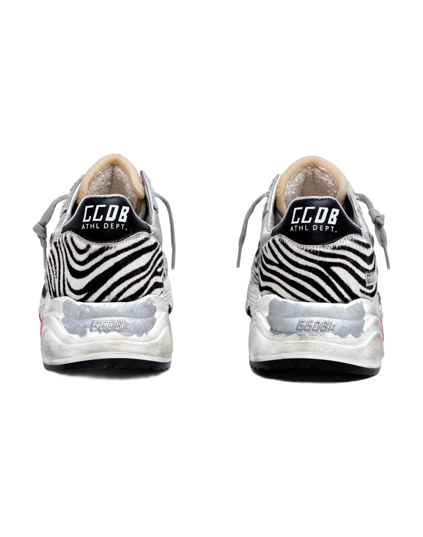 Women | Running Sole Sneakers Mesh & Animal-Print Pony Skin | Light Grey x White Black x Leo - Image 6
