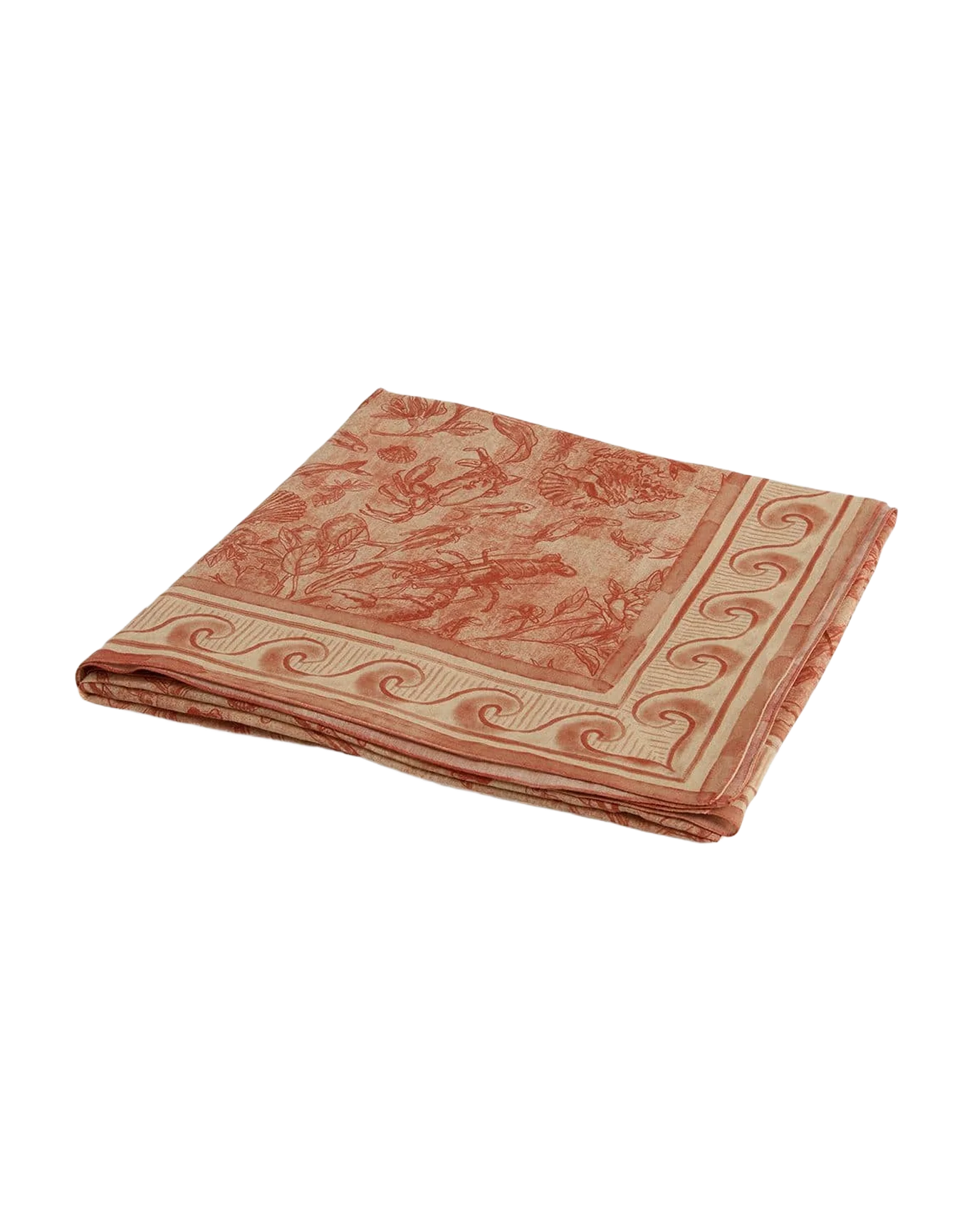 Women | Sarong Cotton Voile with All-Over Print White & Brick Red | Artic Wolf x Autumn Glaze - Image 5