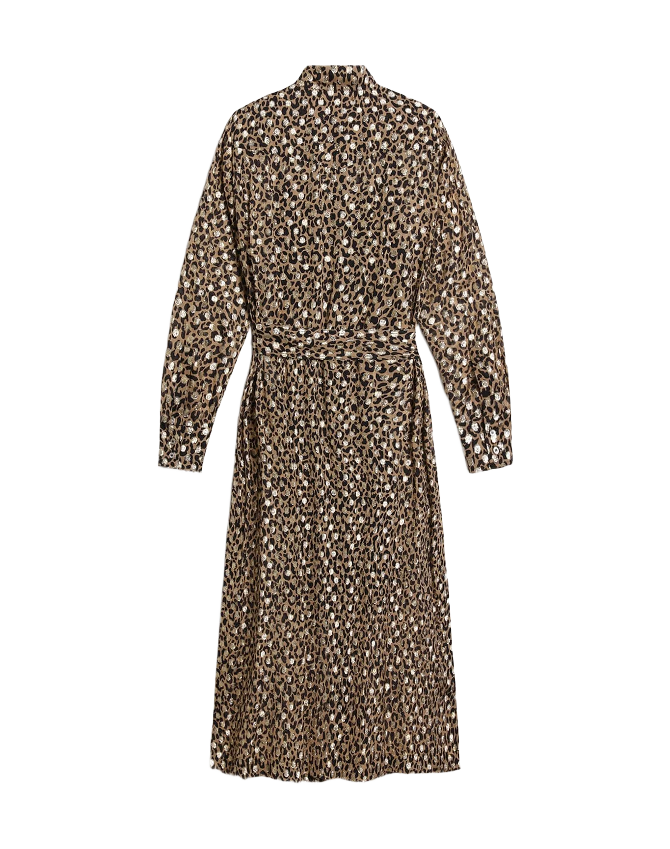 Women | Shirt Dress with Animal Print & Gold Fil Coupé | Tannin x Black x Gold - Image 8
