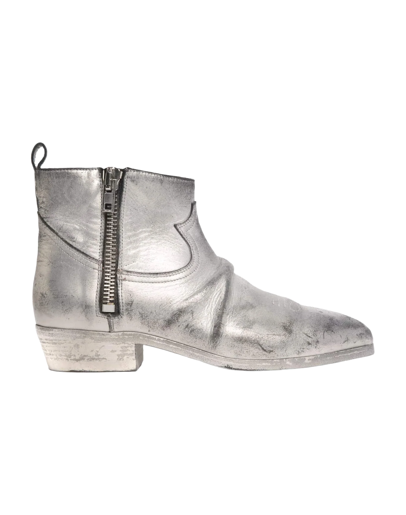 Women | Silver Ankle Boots with Lateral Zip - Image 2