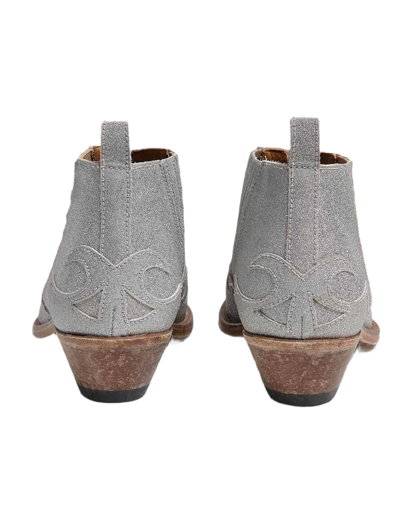 Women | Silver Santiago Low Ankle Boots with Glitter