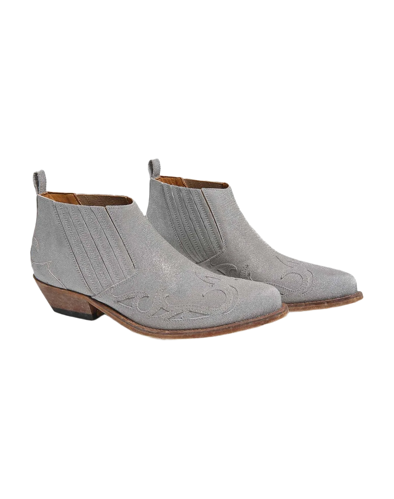 Women | Silver Santiago Low Ankle Boots with Glitter - Image 4