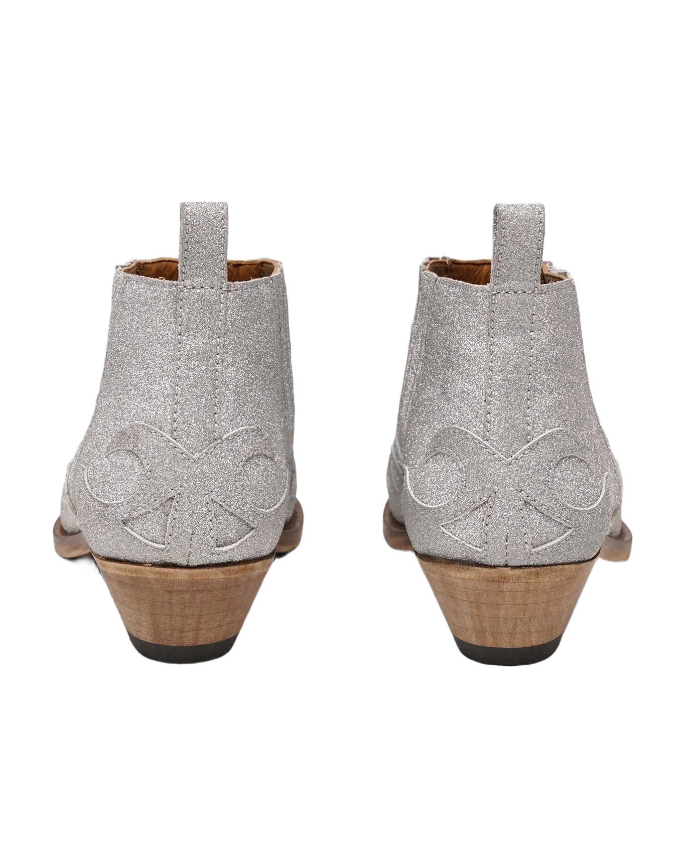Women | Silver Santiago Low Ankle Boots with Glitter - Image 6